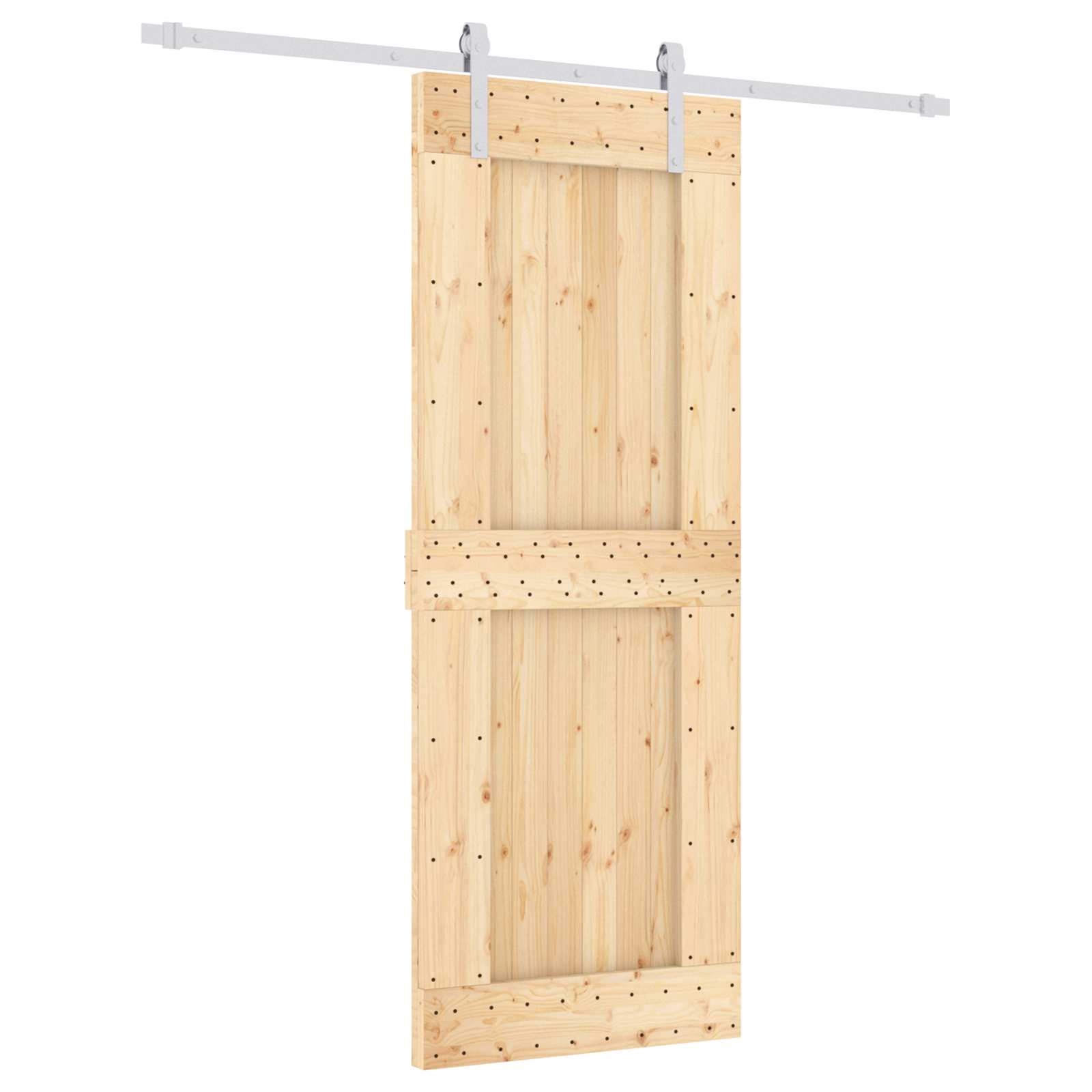 Klizna vrata Prirodna i bijela 80 x 210 cm Čvrsta borovina
