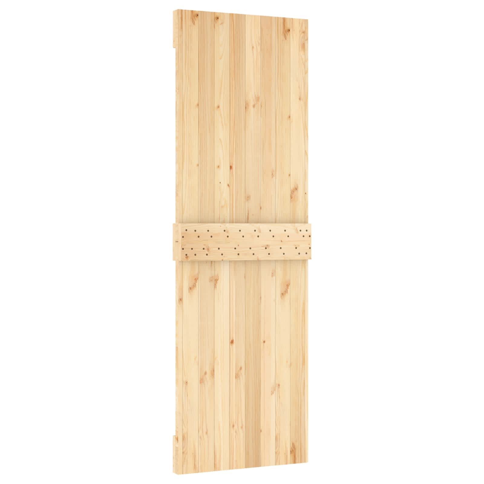 Klizna vrata Prirodna i crna 70 x 210 cm Čvrsta borovina