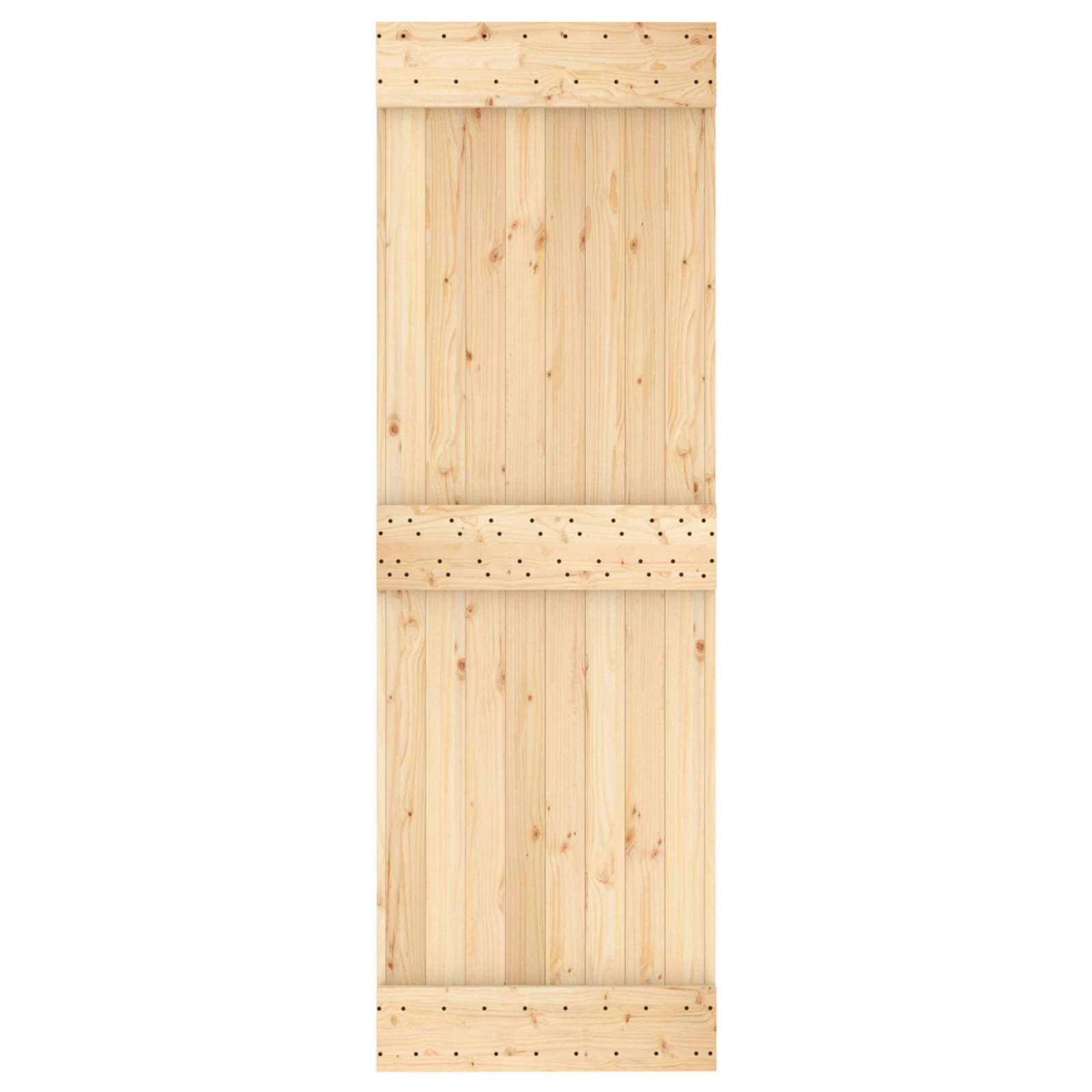 Klizna vrata Prirodna i crna 70 x 210 cm Čvrsta borovina