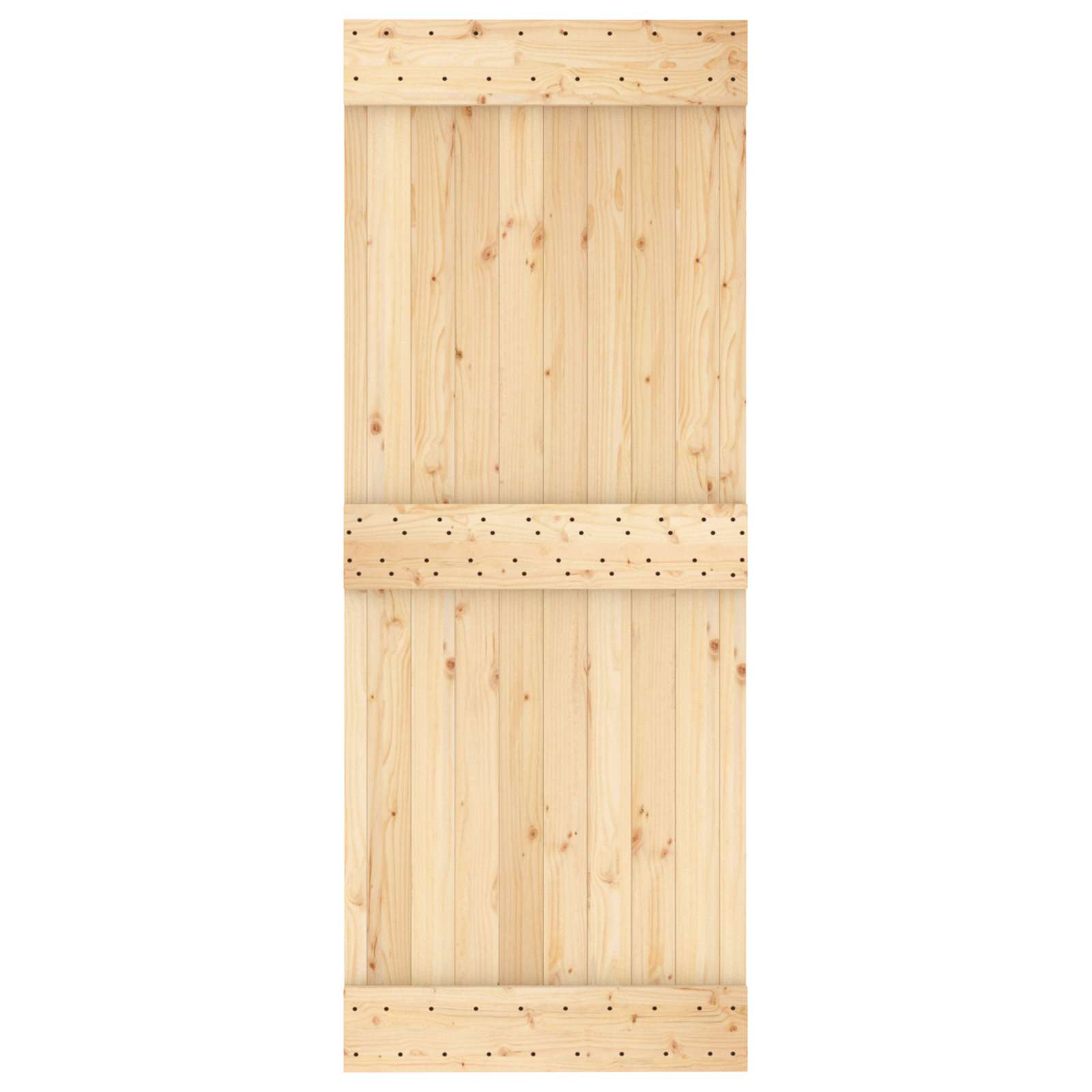 Klizna vrata Prirodna i crna 80 x 210 cm Čvrsta borovina