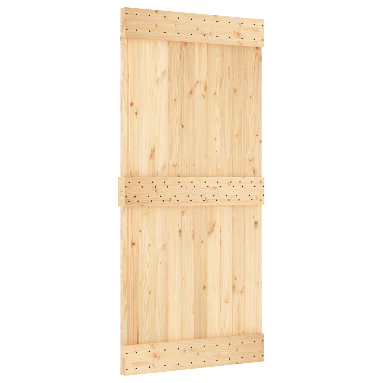 Klizna vrata Prirodna i crna 95 x 210 cm Čvrsta borovina