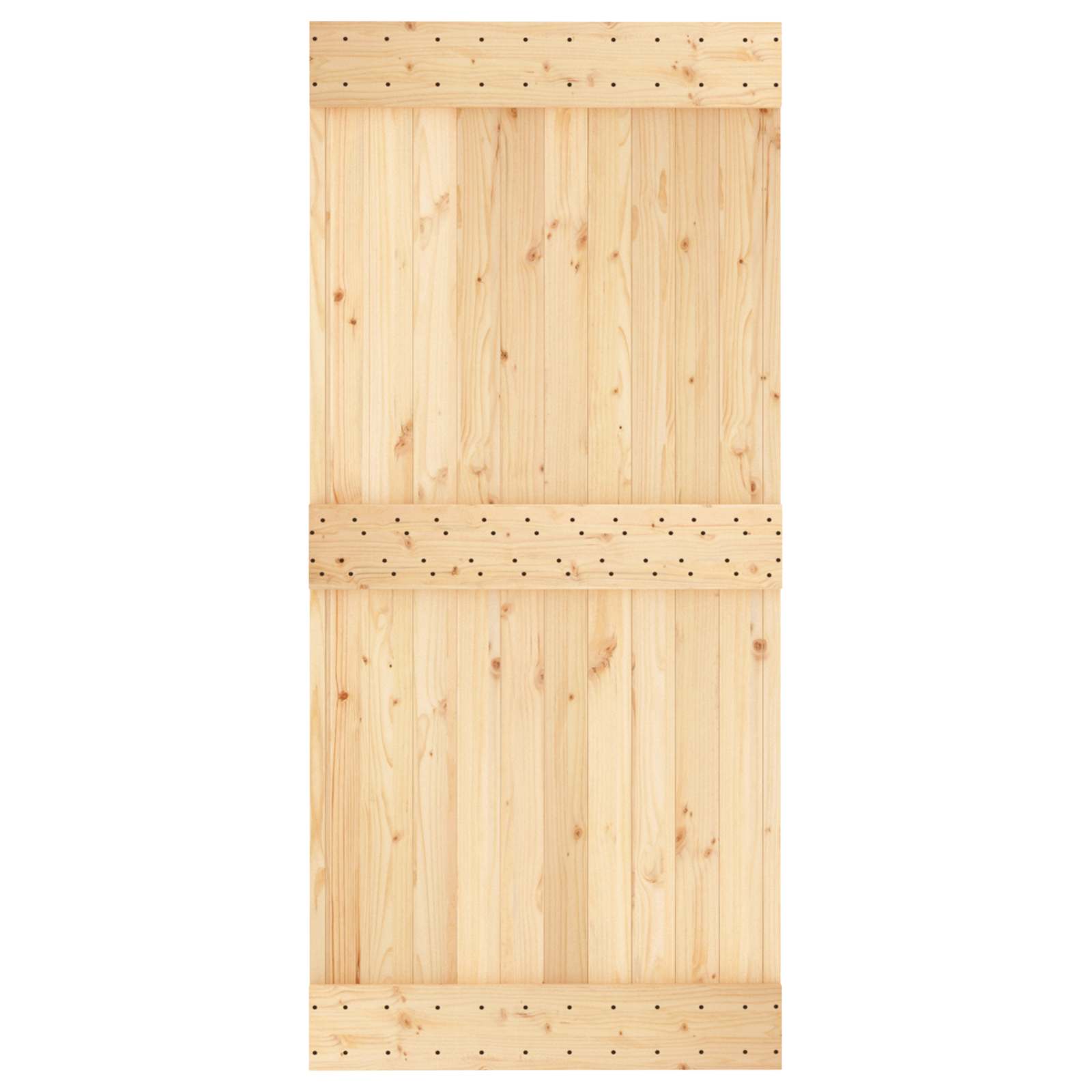 Klizna vrata Prirodna i crna 95 x 210 cm Čvrsta borovina