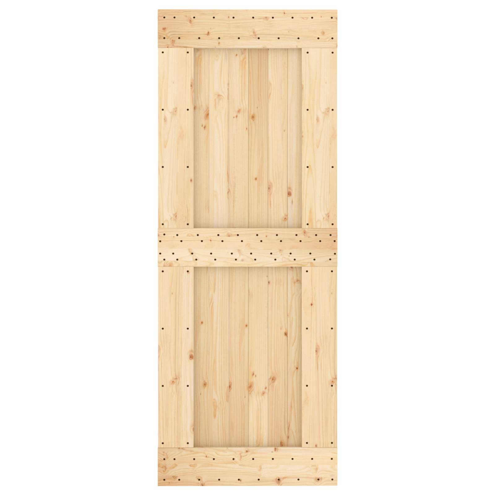 Klizna vrata Prirodna i crna 80 x 210 cm Čvrsta borovina