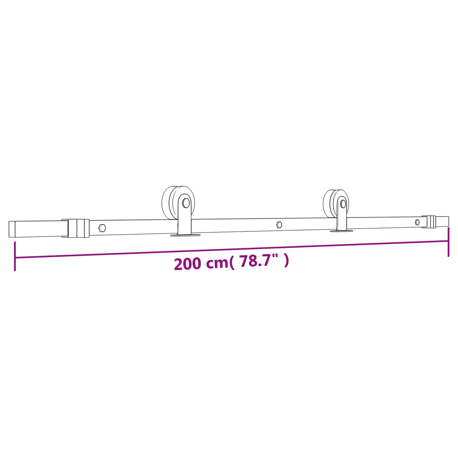 Klizna vrata Prirodna i crna 90 x 210 cm Čvrsta borovina