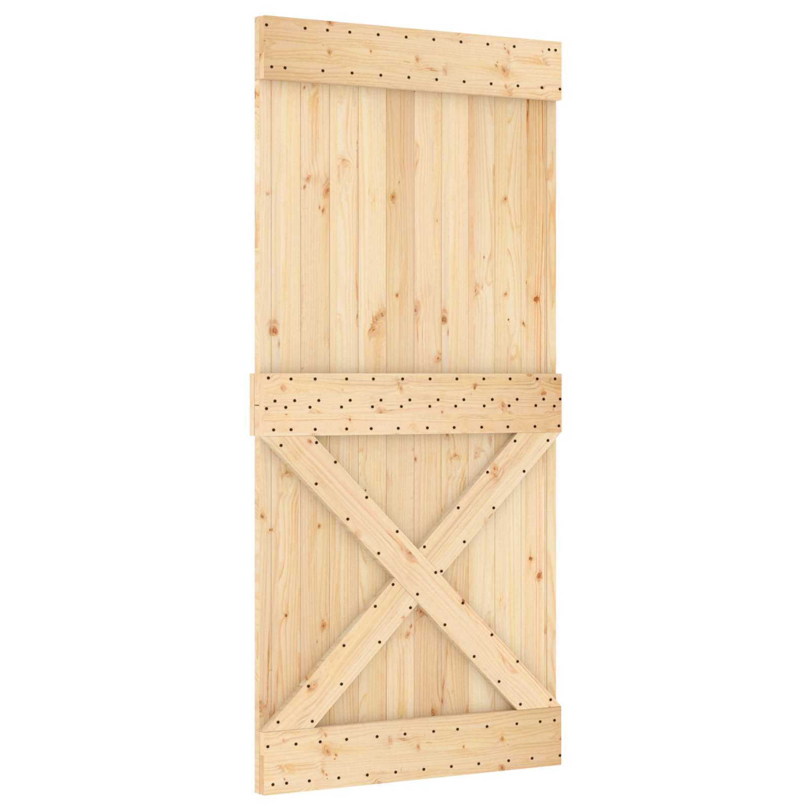 Klizna vrata Prirodna i crna 95 x 210 cm Čvrsta borovina