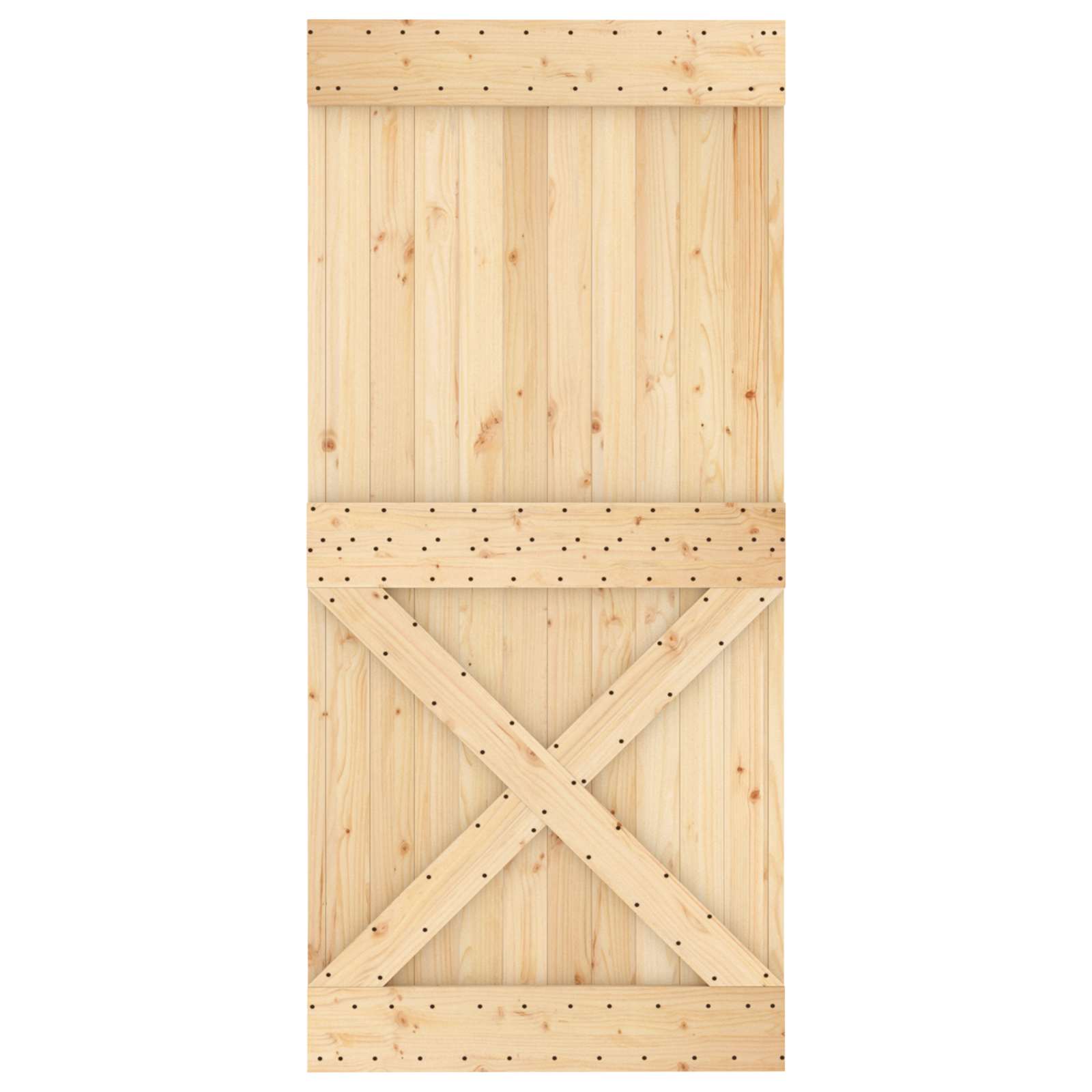 Klizna vrata Prirodna i crna 95 x 210 cm Čvrsta borovina