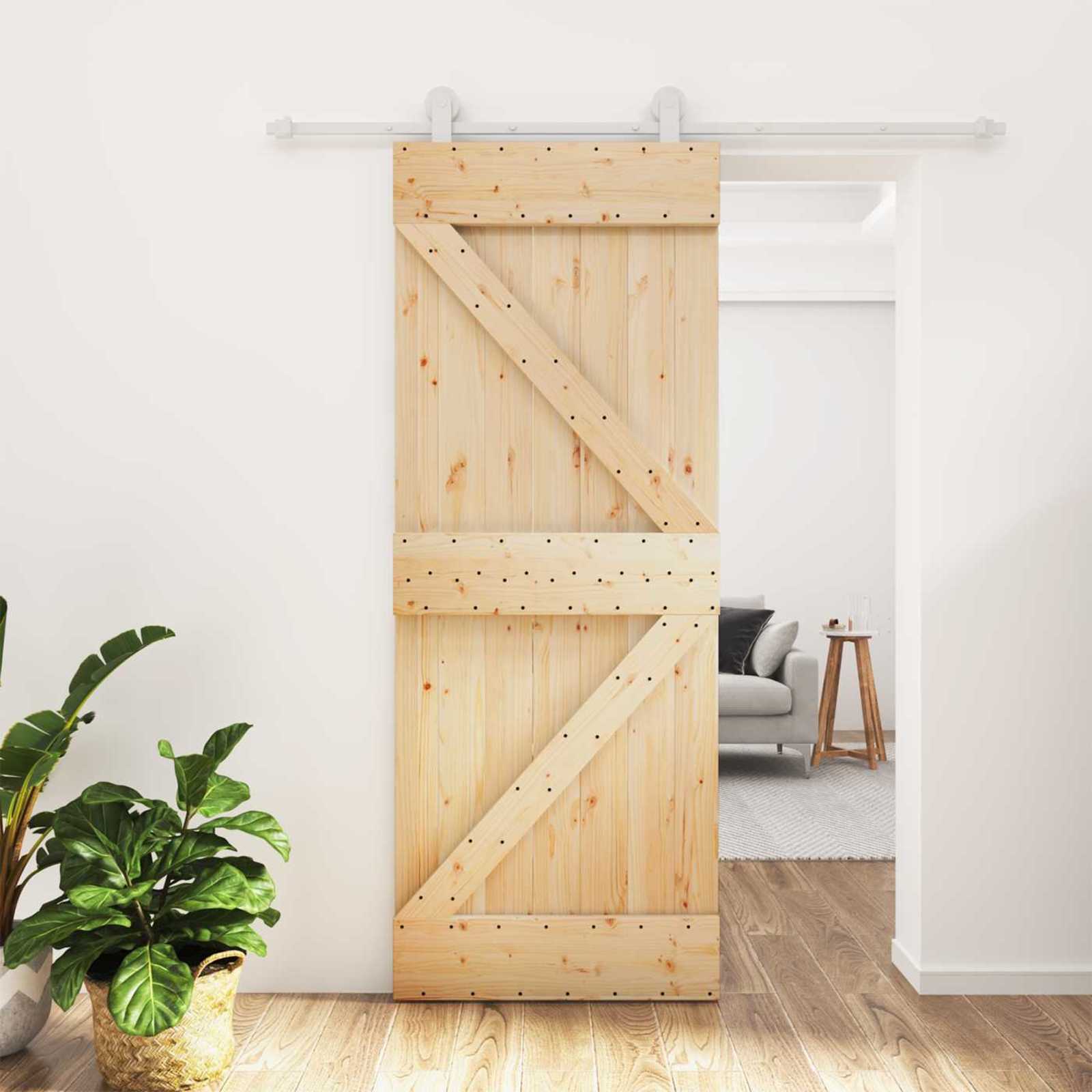Klizna vrata Prirodna i bijela 80 x 210 cm Masivna borovina
