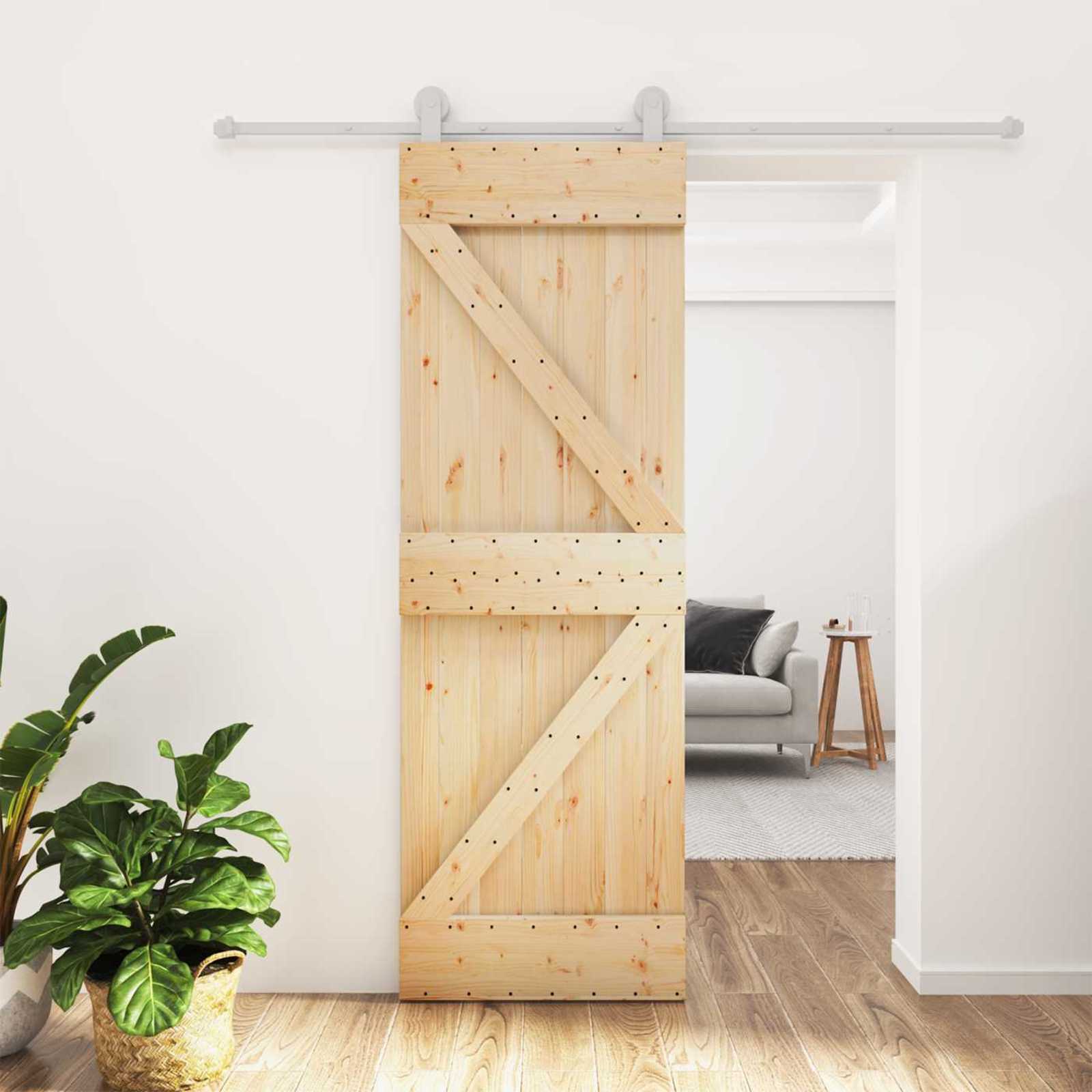 Klizna vrata Prirodna i bijela 70 x 210 cm Čvrsta borovina
