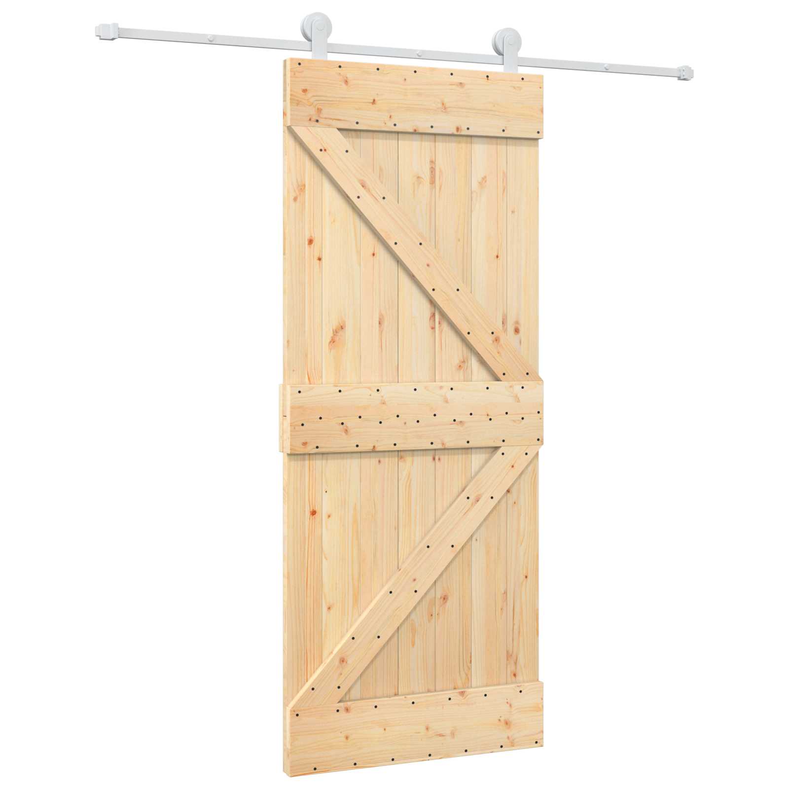 Klizna vrata Prirodna i bijela 85 x 210 cm Čvrsta borovina