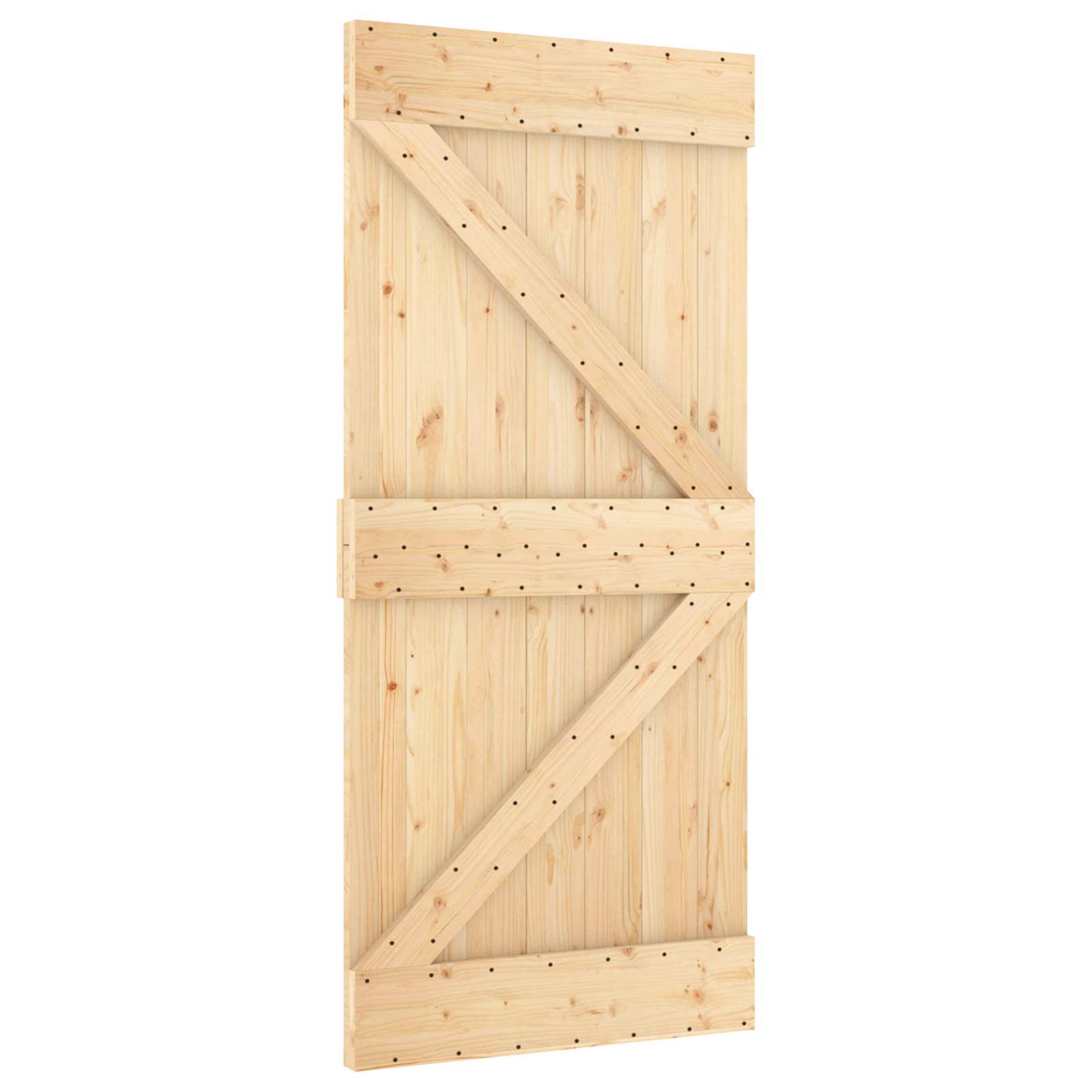 Klizna vrata 90 x 210 cm Masivna borovina Prirodna i bijela