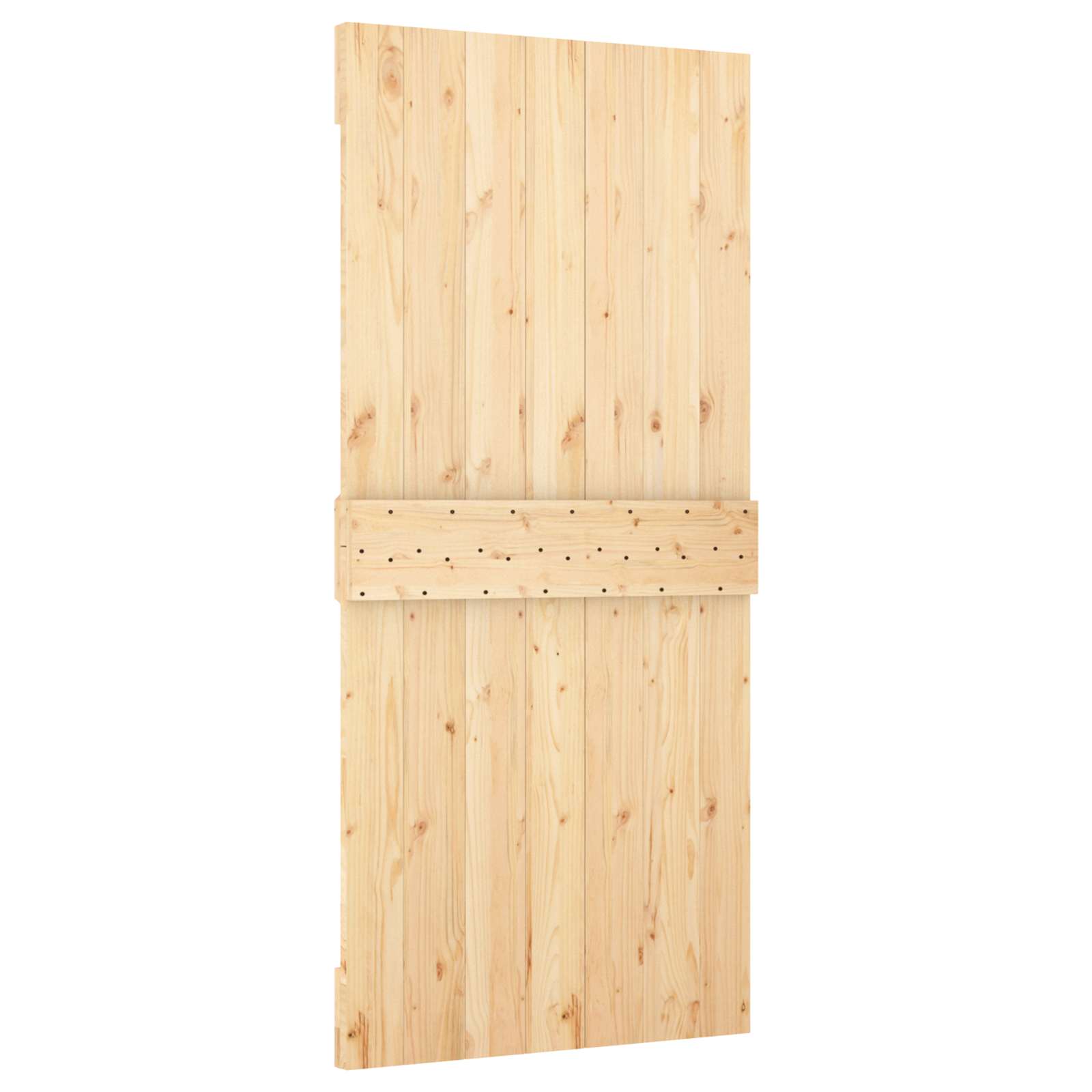 Klizna vrata 90 x 210 cm Masivna borovina Prirodna i bijela