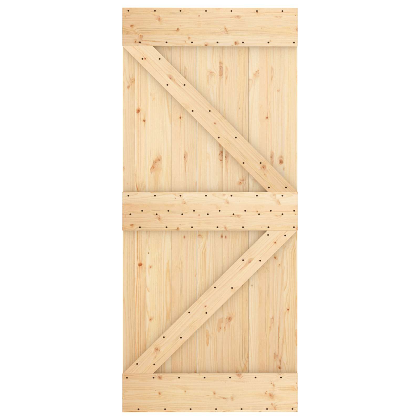 Klizna vrata 90 x 210 cm Masivna borovina Prirodna i bijela