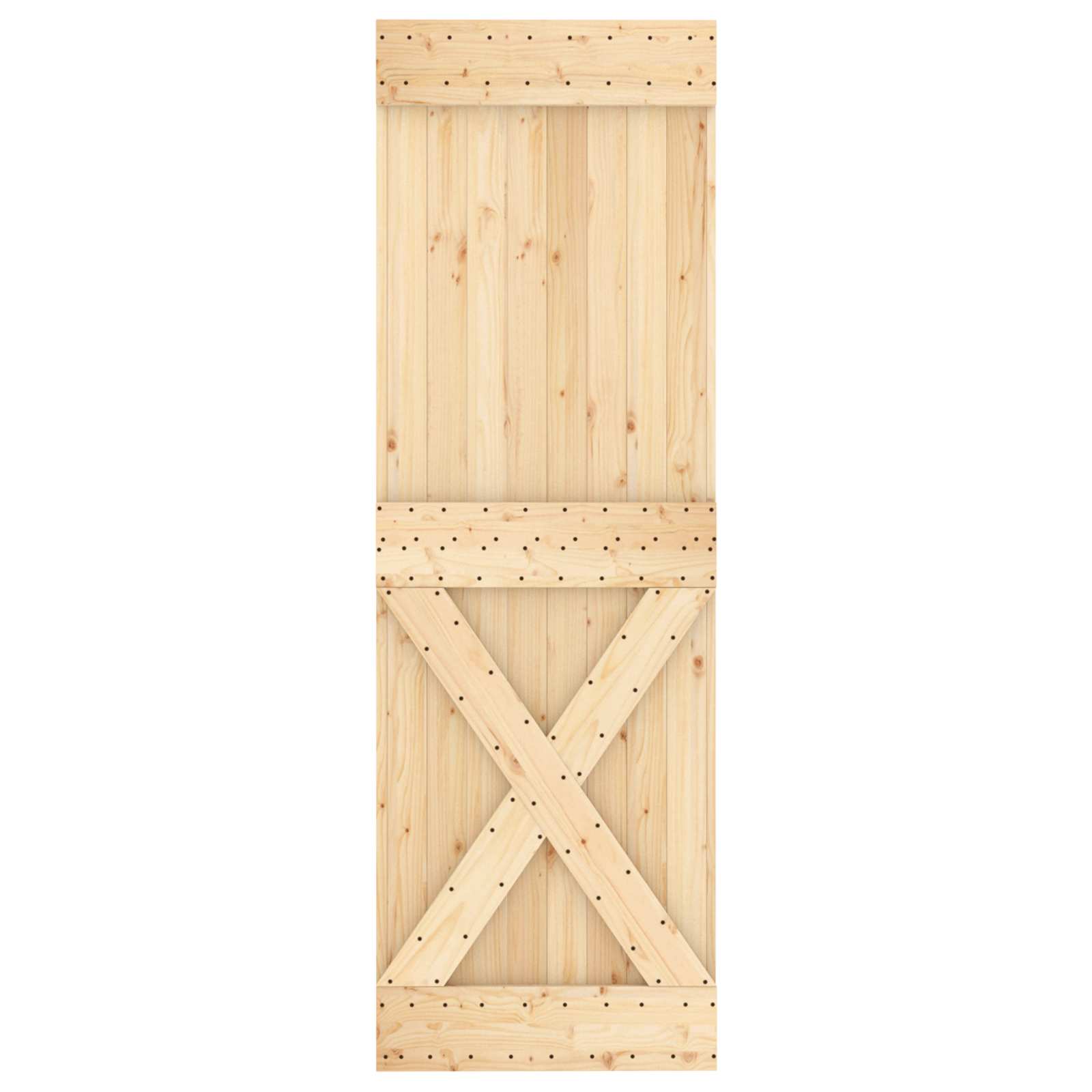 Klizna vrata Prirodna i crna 70 x 210 cm Čvrsta borovina