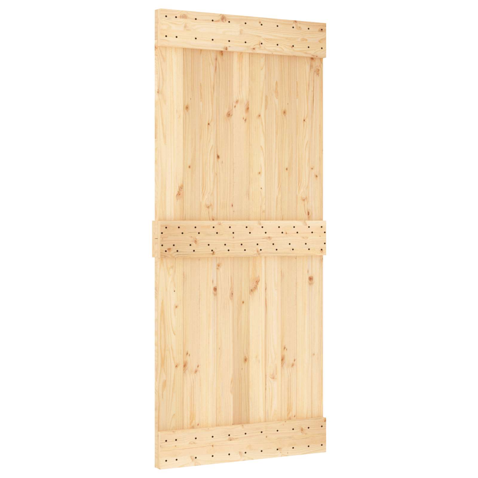 Klizna vrata Prirodna i crna 90 x 210 cm Čvrsta borovina