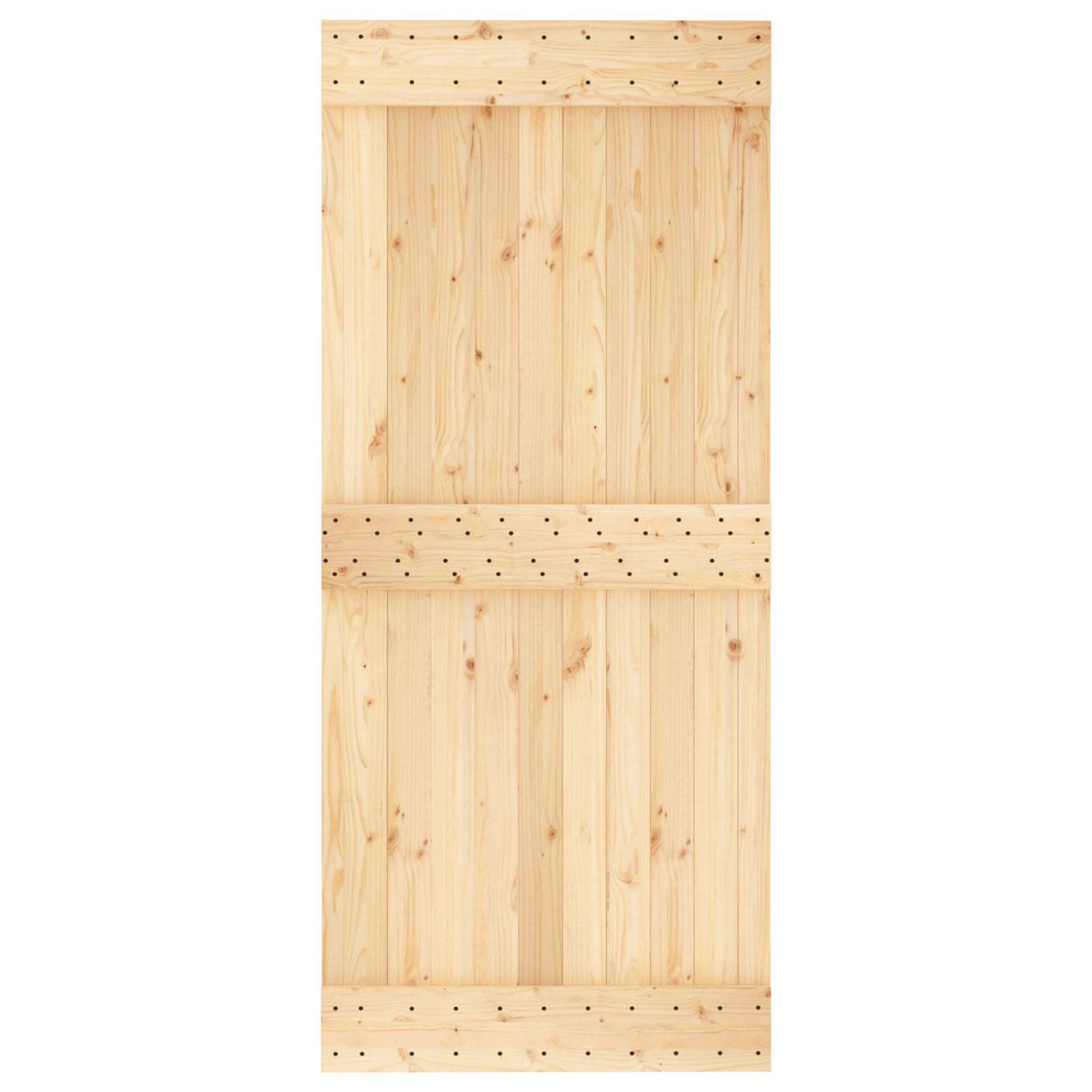 Klizna vrata Prirodna i crna 90 x 210 cm Čvrsta borovina