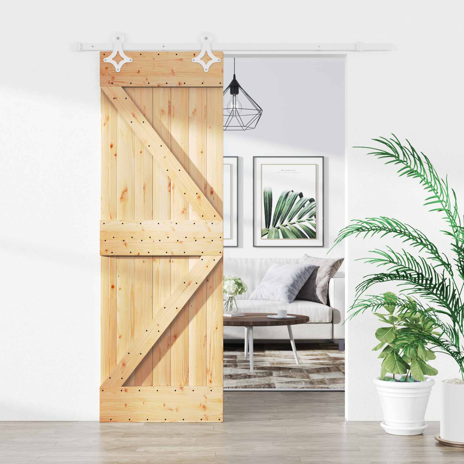 Klizna vrata Prirodna i bijela 70 x 210 cm Čvrsta borovina