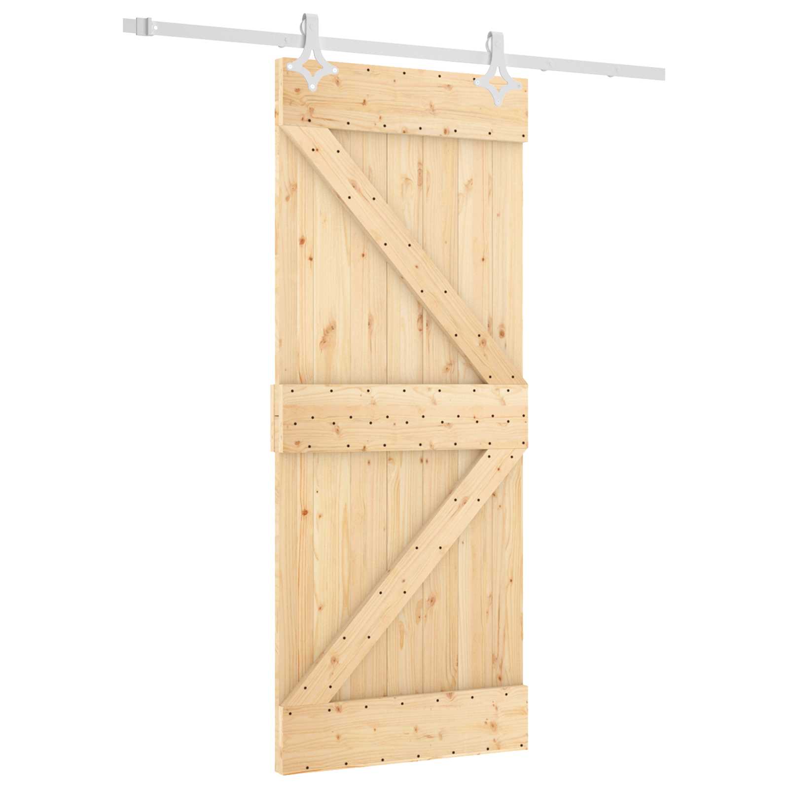 Klizna vrata Prirodna i bijela 85 x 210 cm Čvrsta borovina