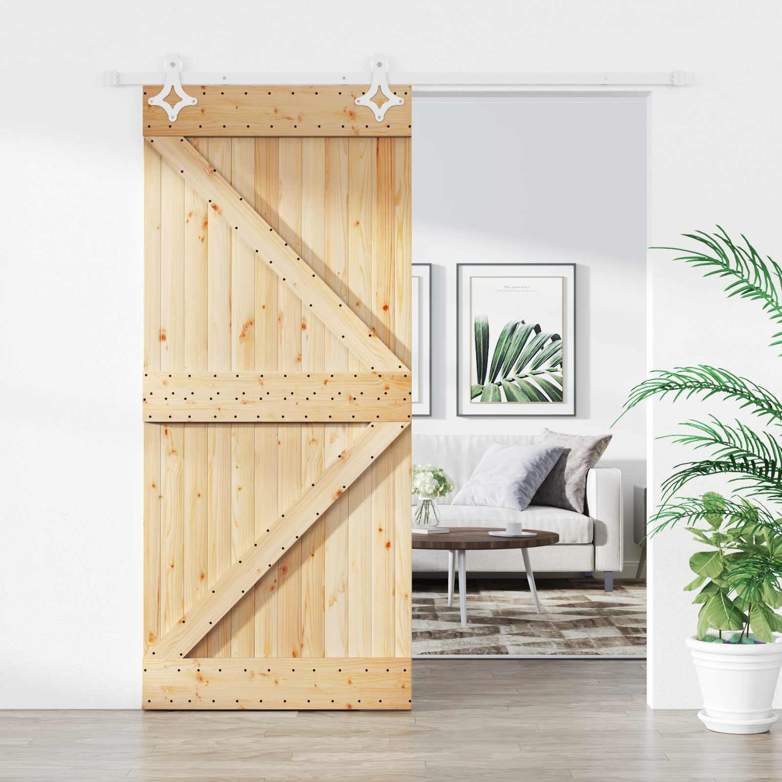 Klizna vrata Prirodna i bijela 90 x 210 cm Masivna borovina