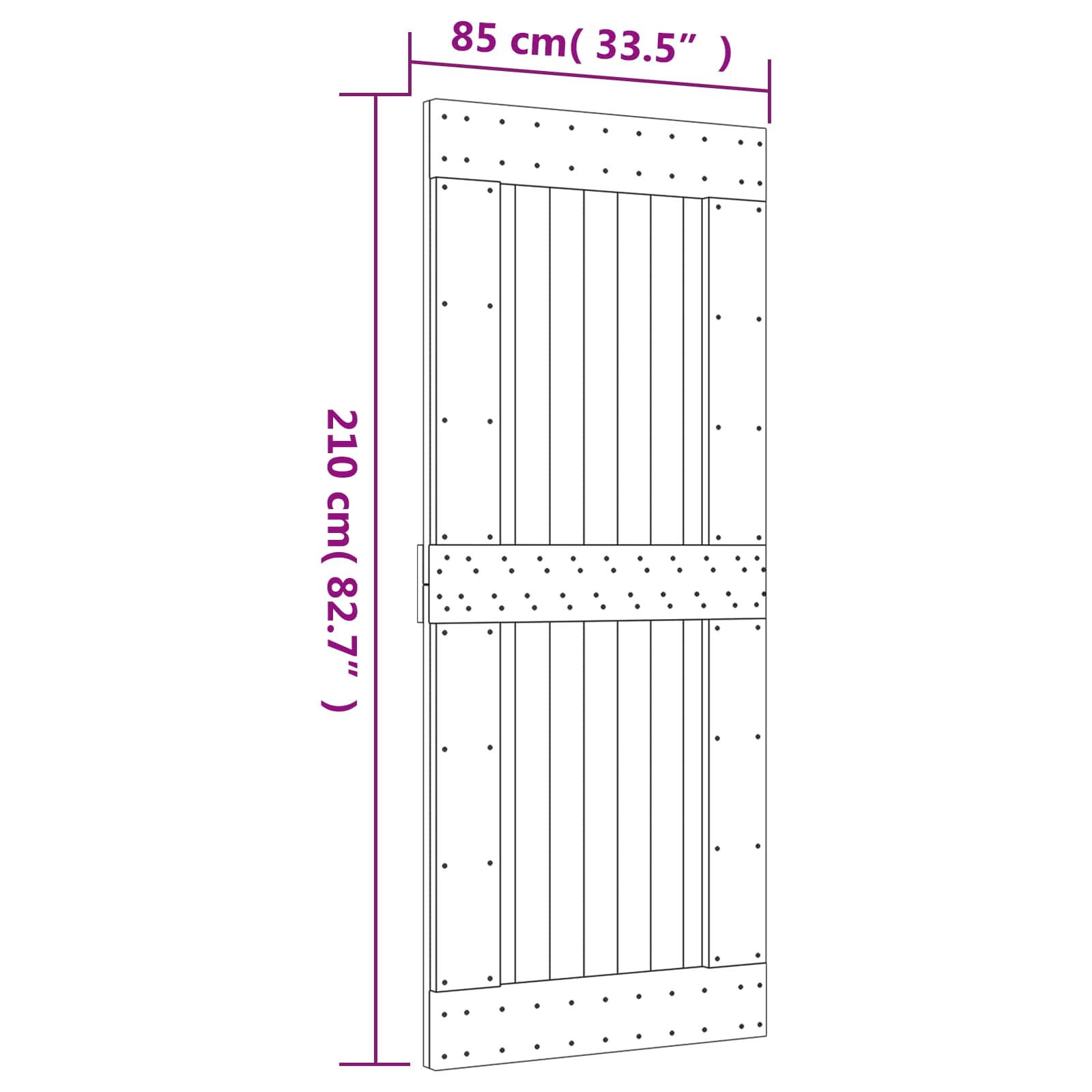 Klizna vrata Prirodna i bijela 85 x 210 cm Čvrsta borovina