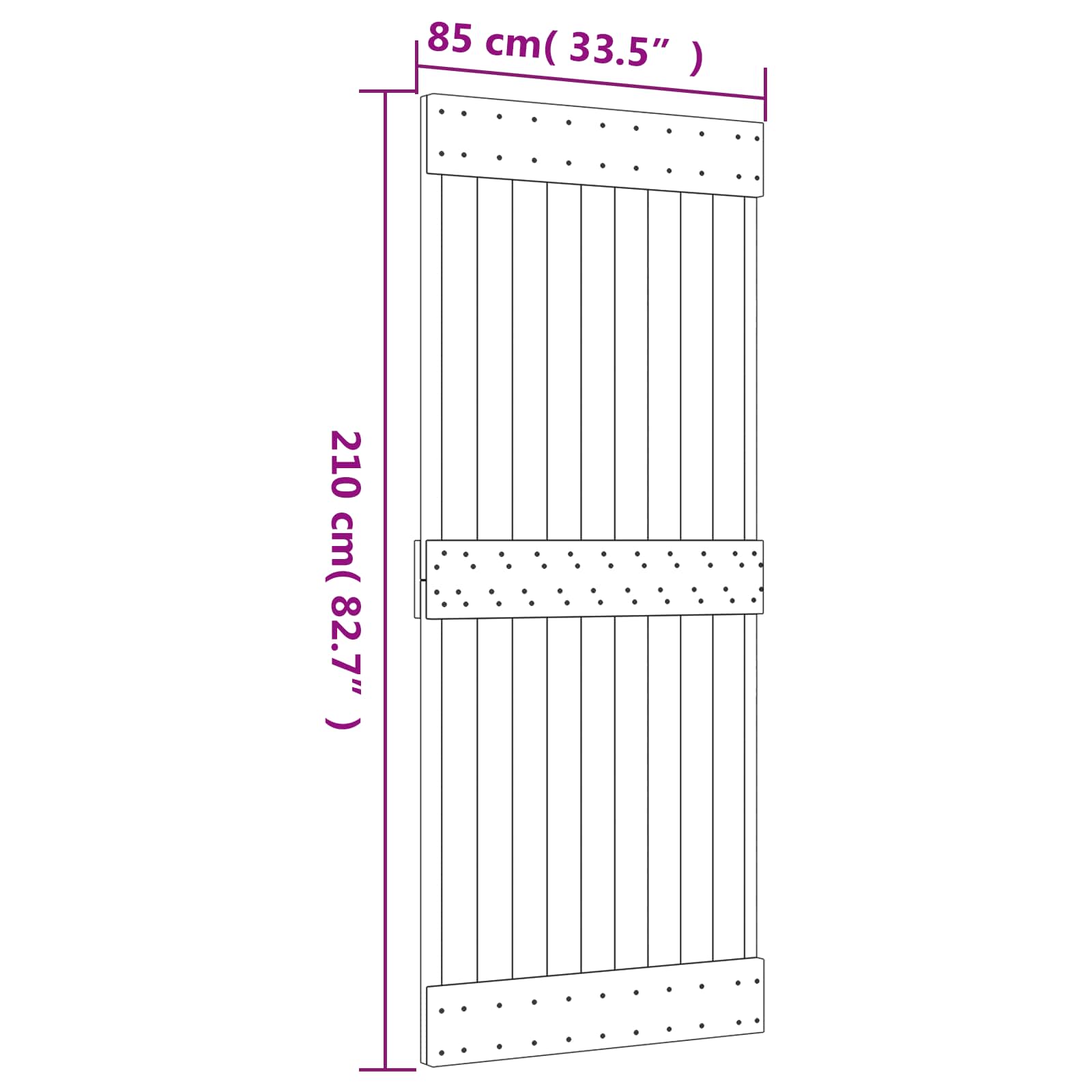 Klizna vrata Prirodna i bijela 85 x 210 cm Čvrsta borovina