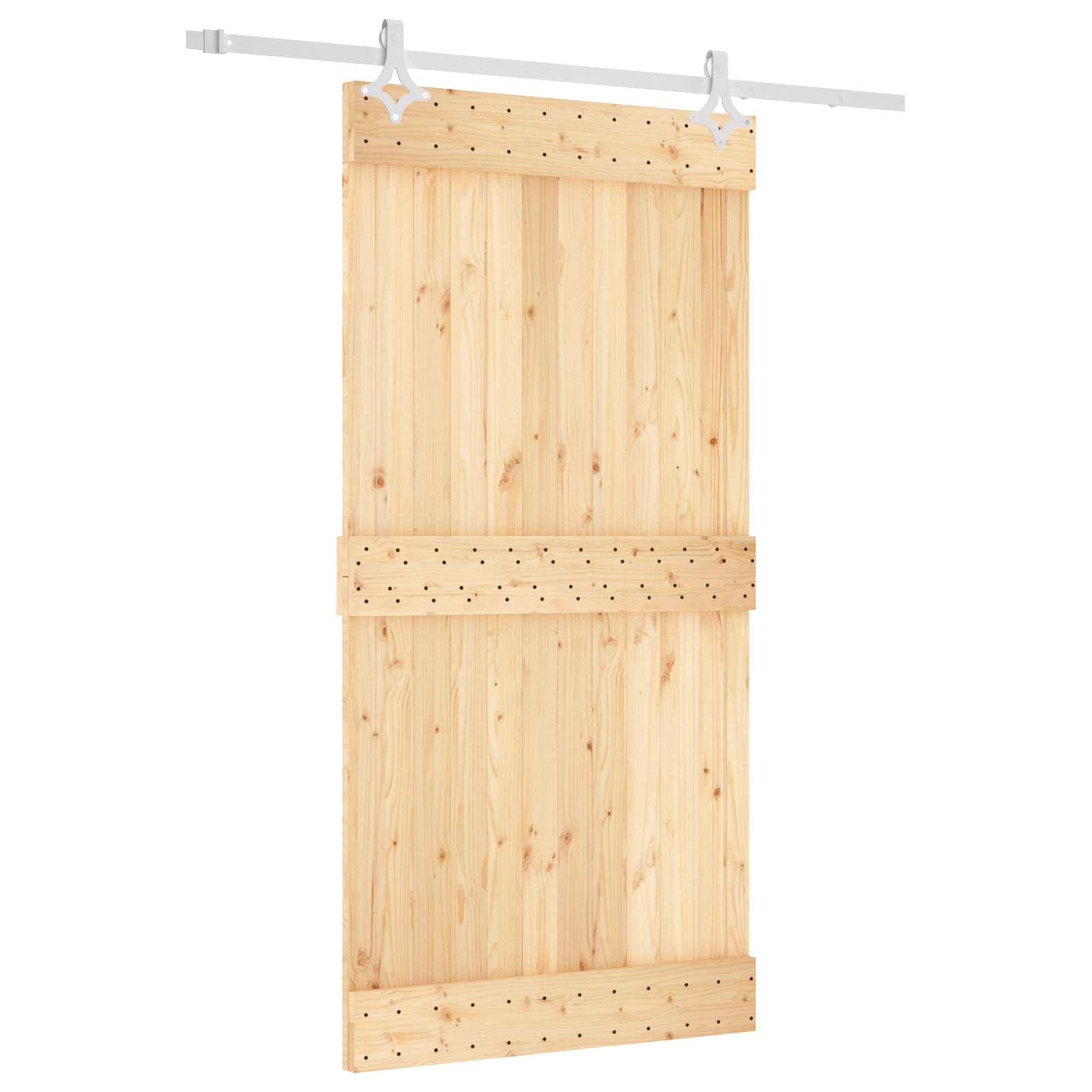 Klizna vrata Prirodna i bijela 100 x 210 cm Čvrsta borovina