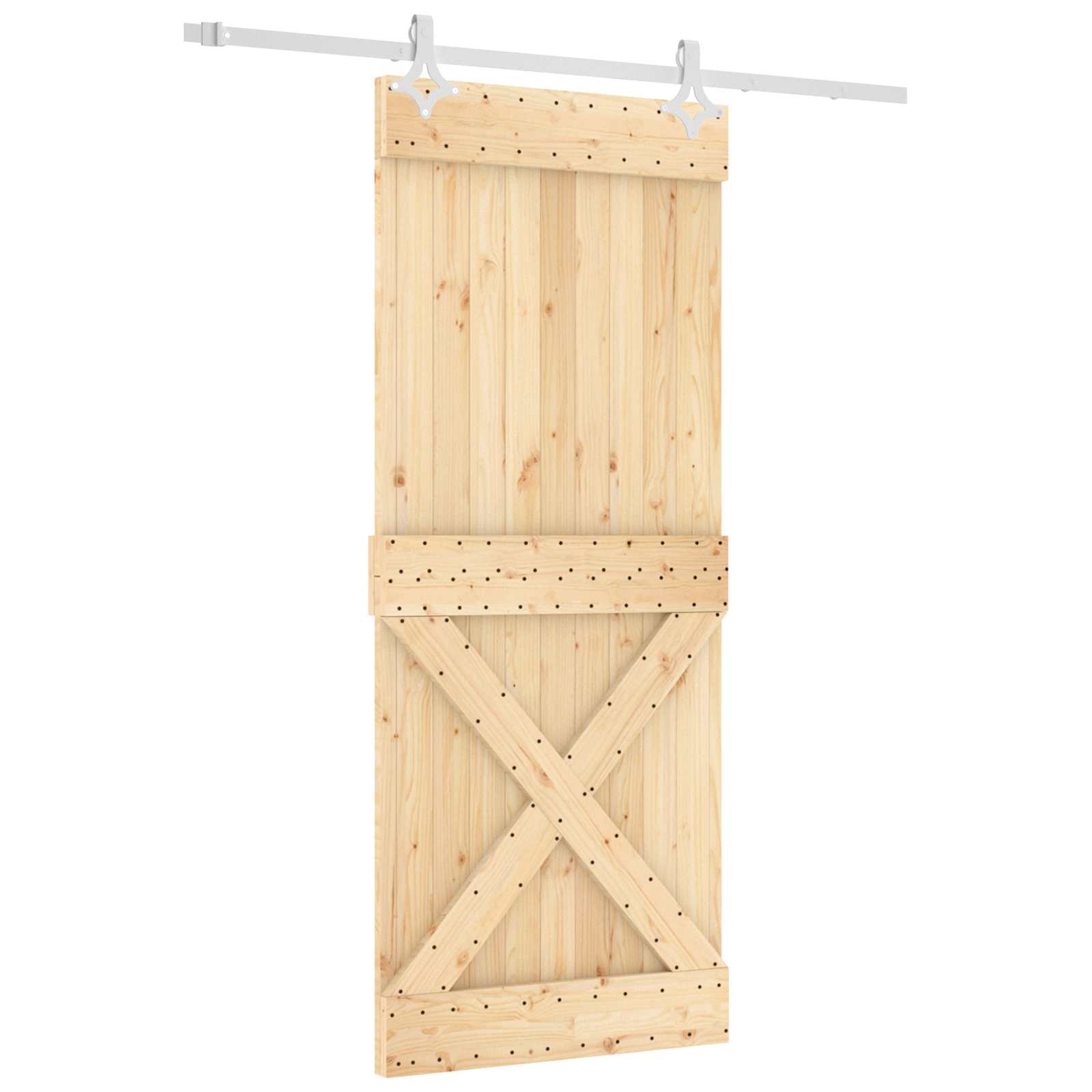 Klizna vrata Prirodna i bijela 85 x 210 cm Čvrsta borovina