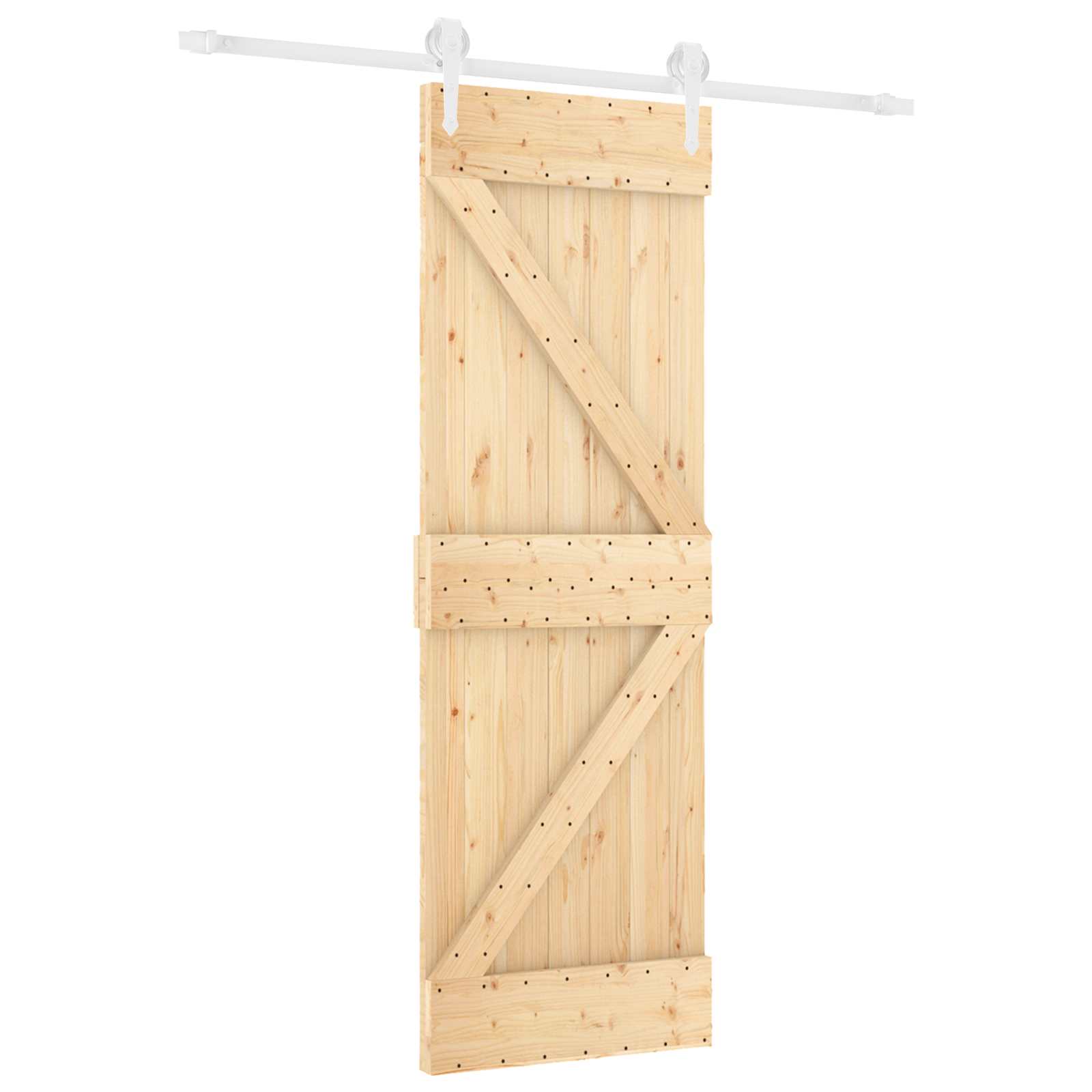 Klizna vrata Prirodna i bijela 70 x 210 cm Čvrsta borovina