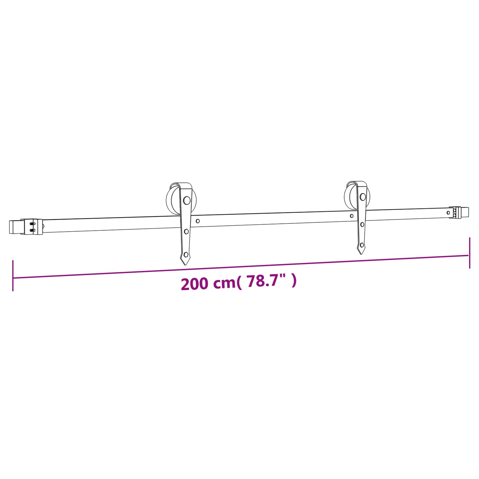 Klizna vrata Prirodna i crna 80 x 210 cm Čvrsta borovina