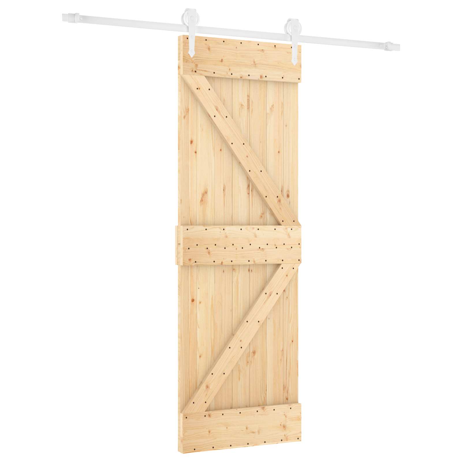 Klizna vrata Prirodna i bijela 70 x 210 cm Čvrsta borovina