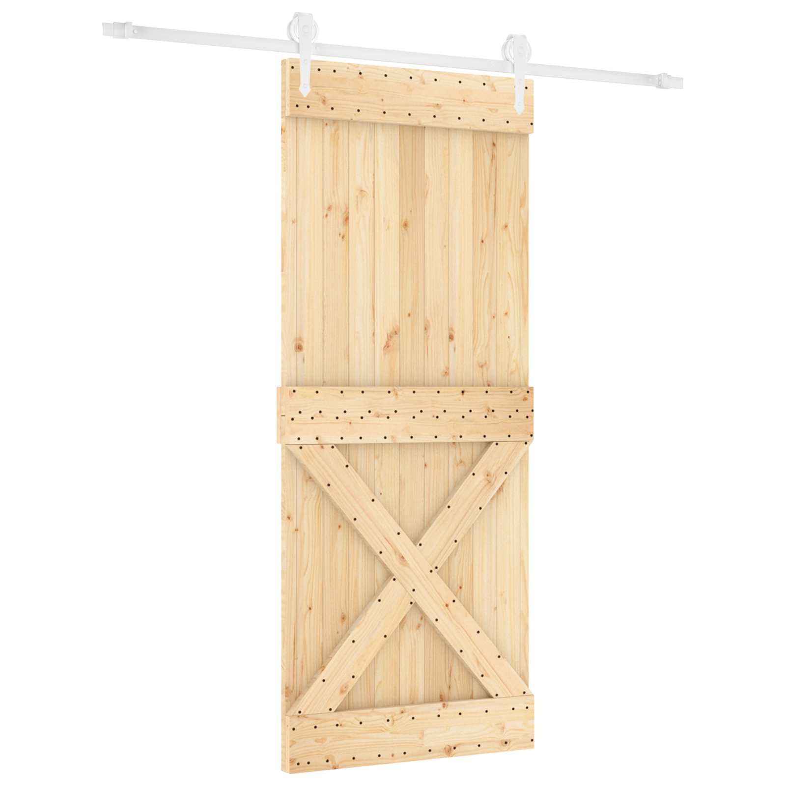 Klizna vrata Prirodna i bijela 100 x 210 cm Masivna borovina
