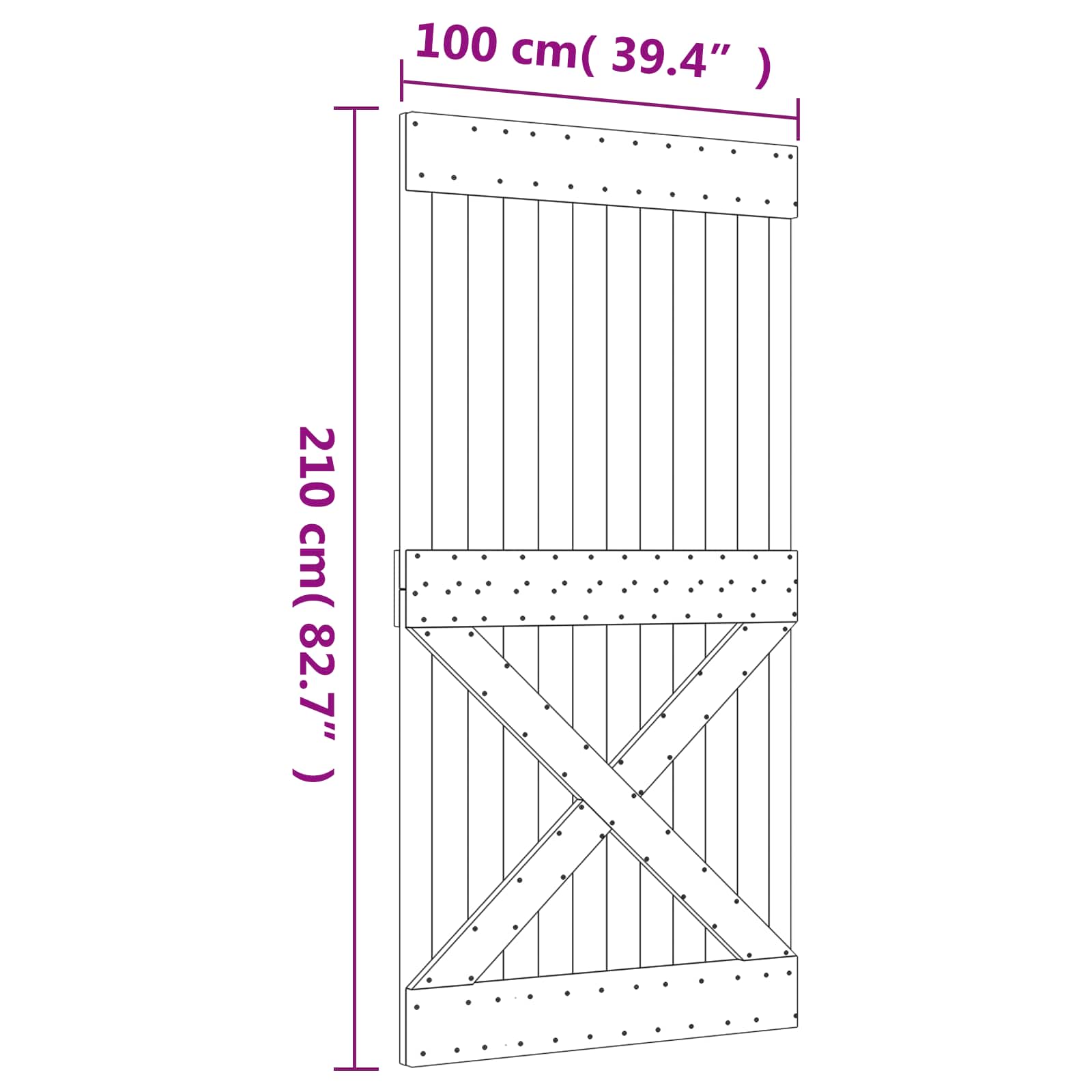 Klizna vrata Prirodna i bijela 100 x 210 cm Masivna borovina
