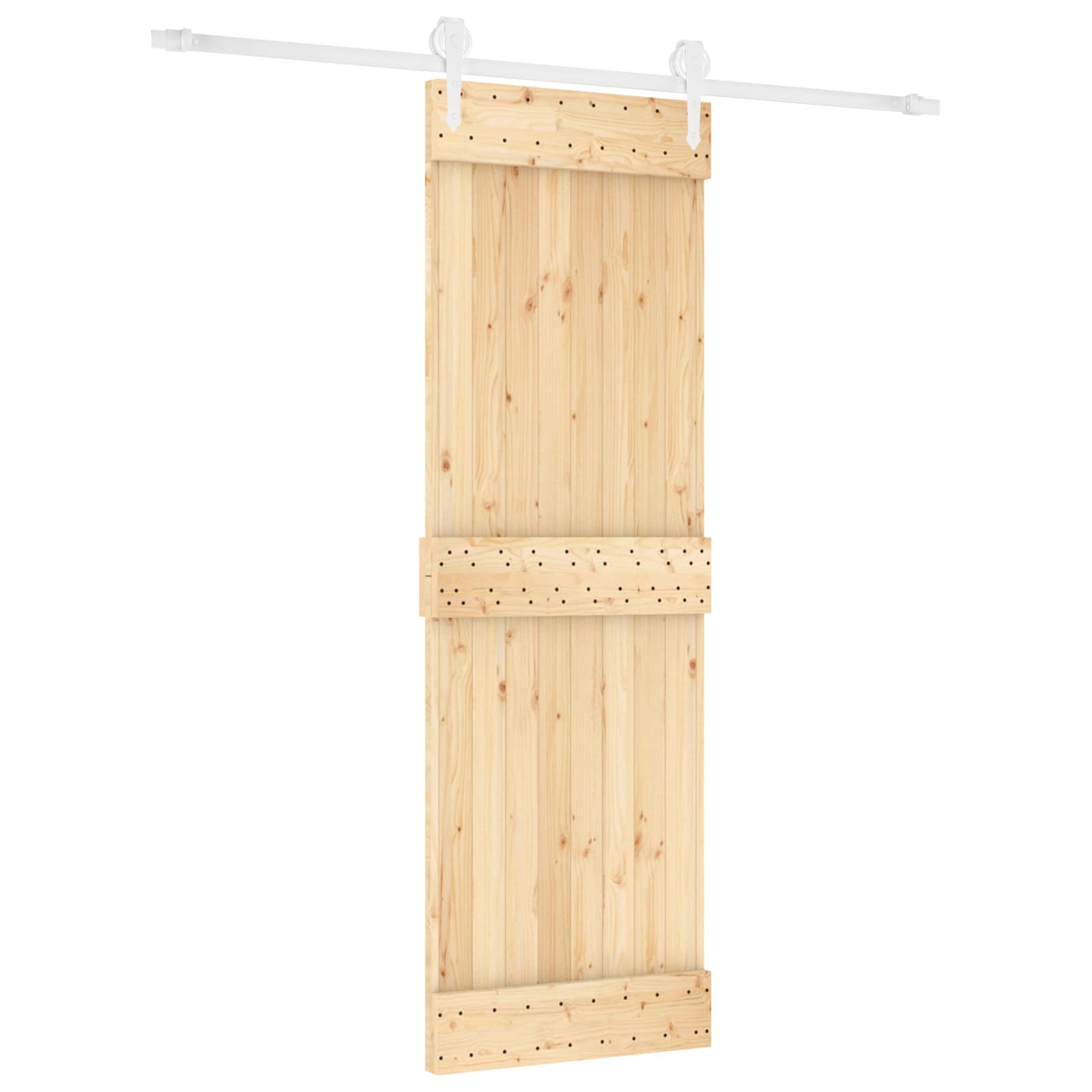 Klizna vrata Prirodna i bijela 70 x 210 cm Čvrsta borovina