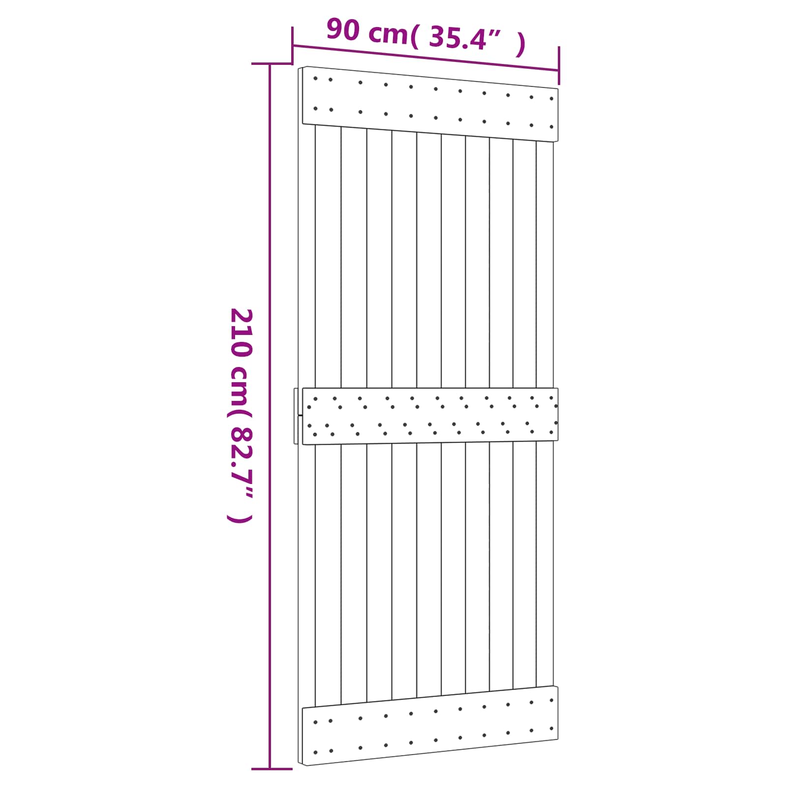 Klizna vrata Prirodna i bijela 90 x 210 cm Čvrsta borovina