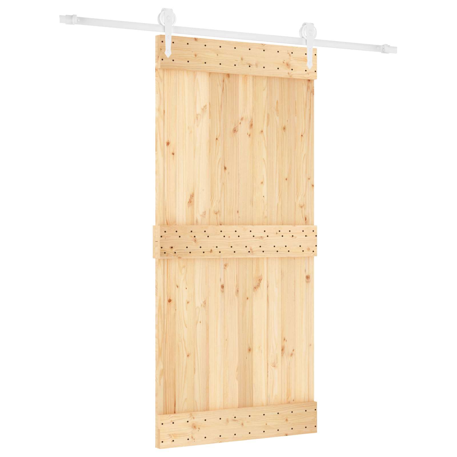 Klizna vrata Prirodna i bijela 95 x 210 cm Čvrsta borovina