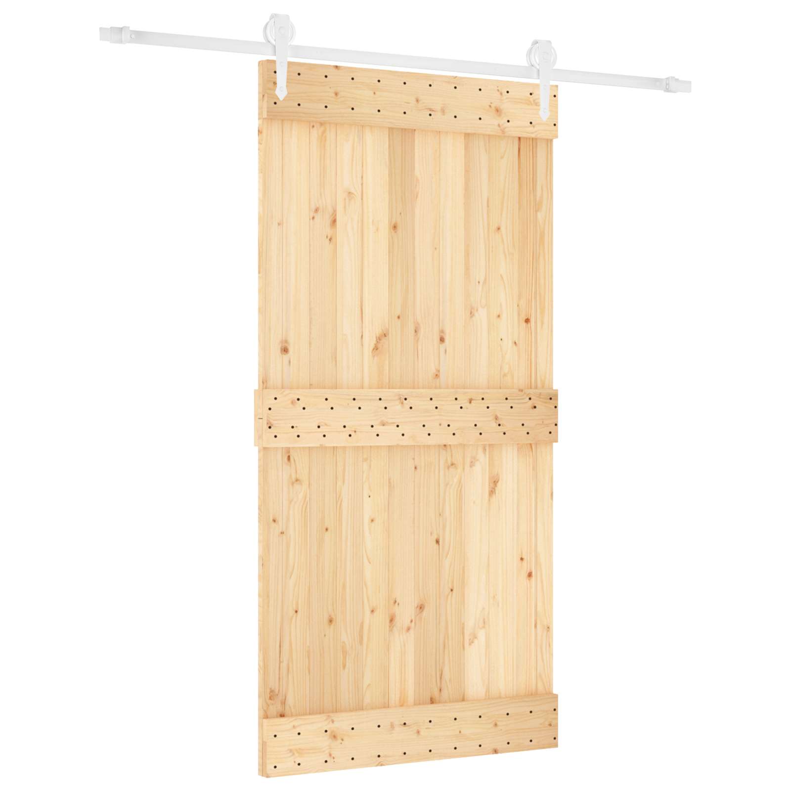 Klizna vrata Prirodna i bijela 100 x 210 cm Čvrsta borovina