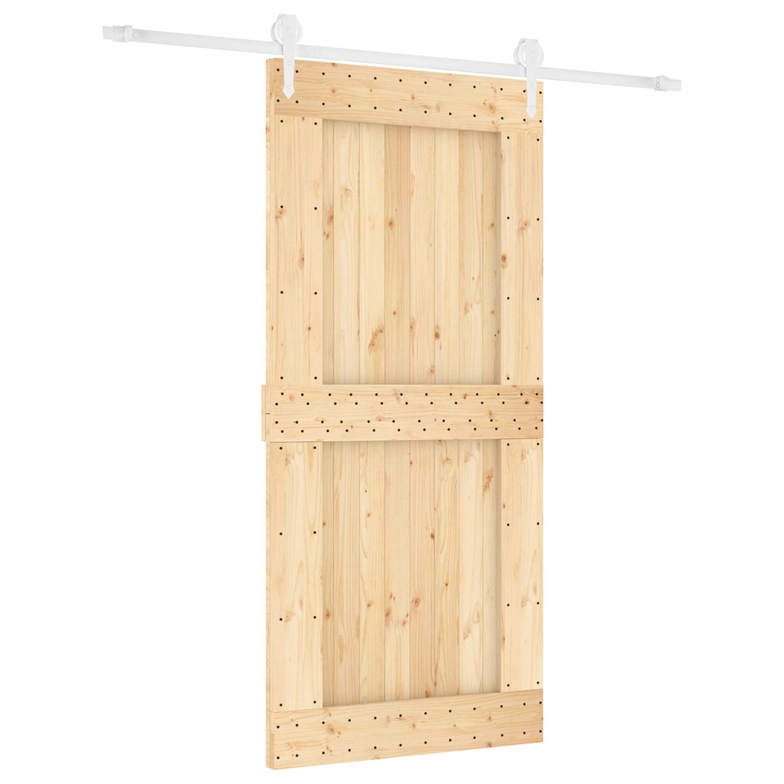 Klizna vrata Prirodna i bijela 95 x 210 cm Čvrsta borovina