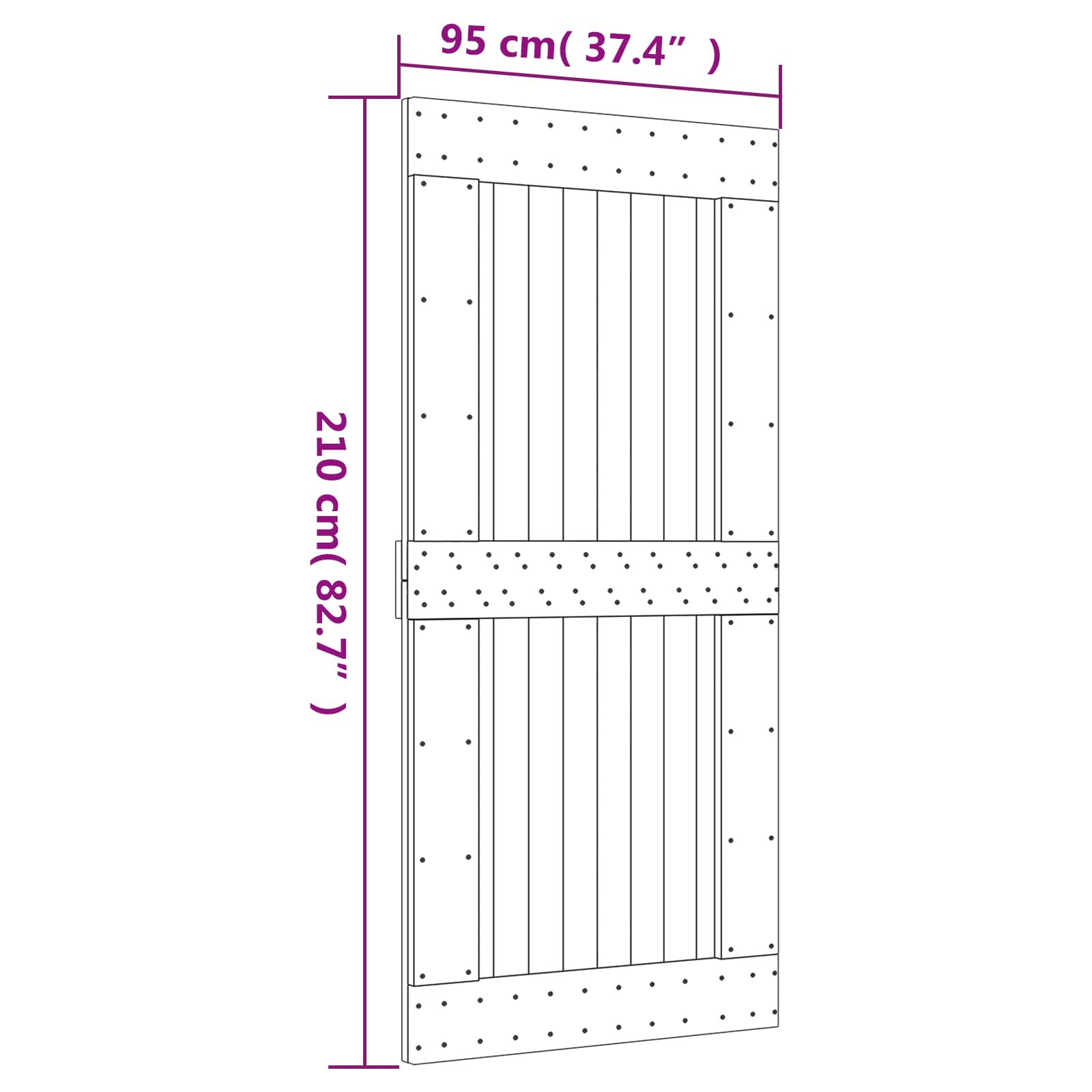 Klizna vrata Prirodna i bijela 95 x 210 cm Čvrsta borovina