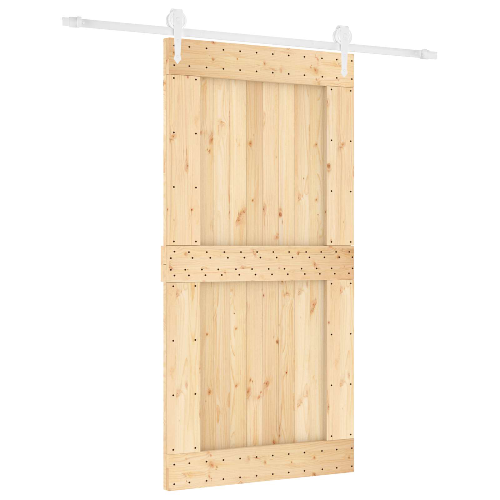 Klizna vrata Prirodna i bijela 100 x 210 cm Čvrsta borovina