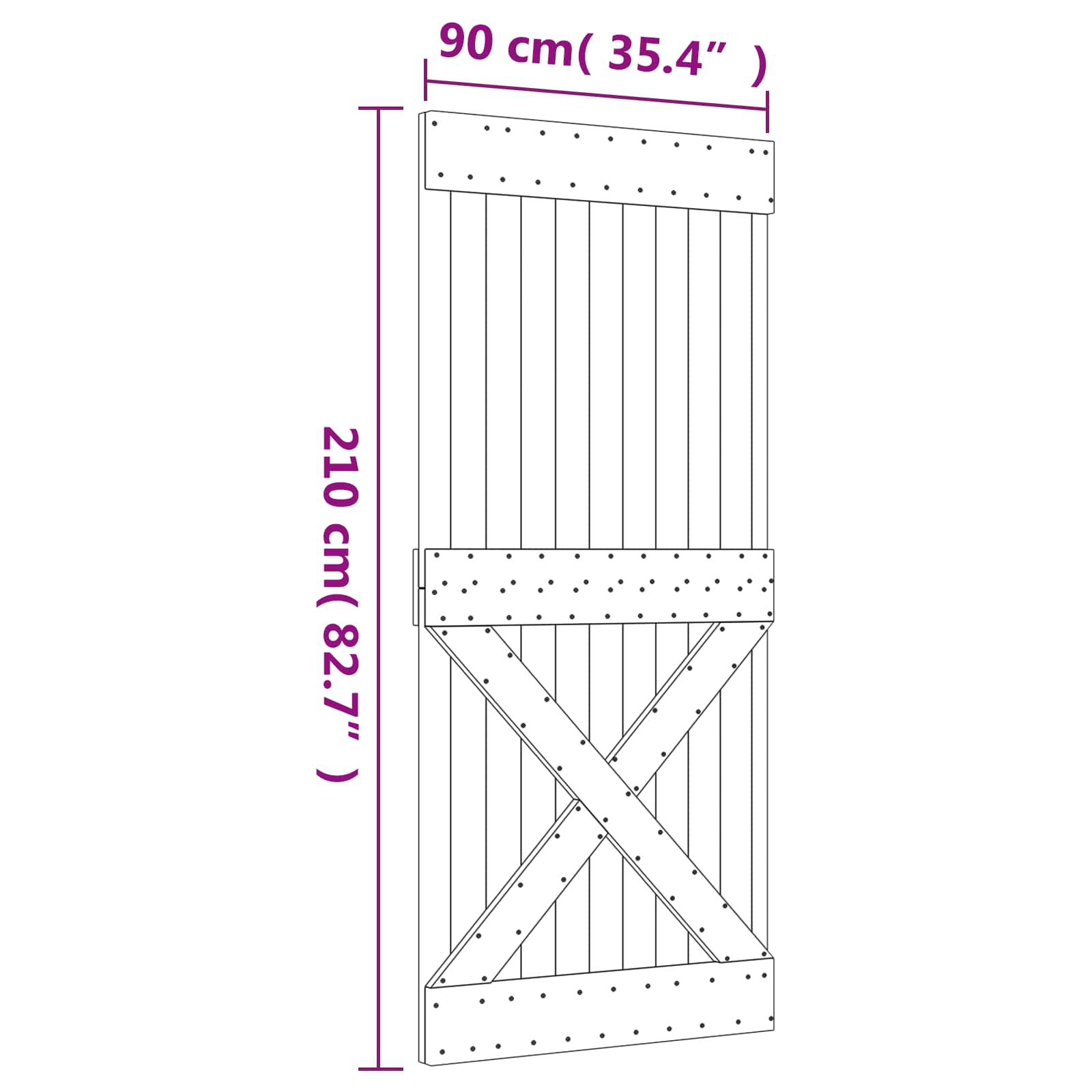 Klizna vrata Prirodna i bijela 90 x 210 cm Čvrsta borovina