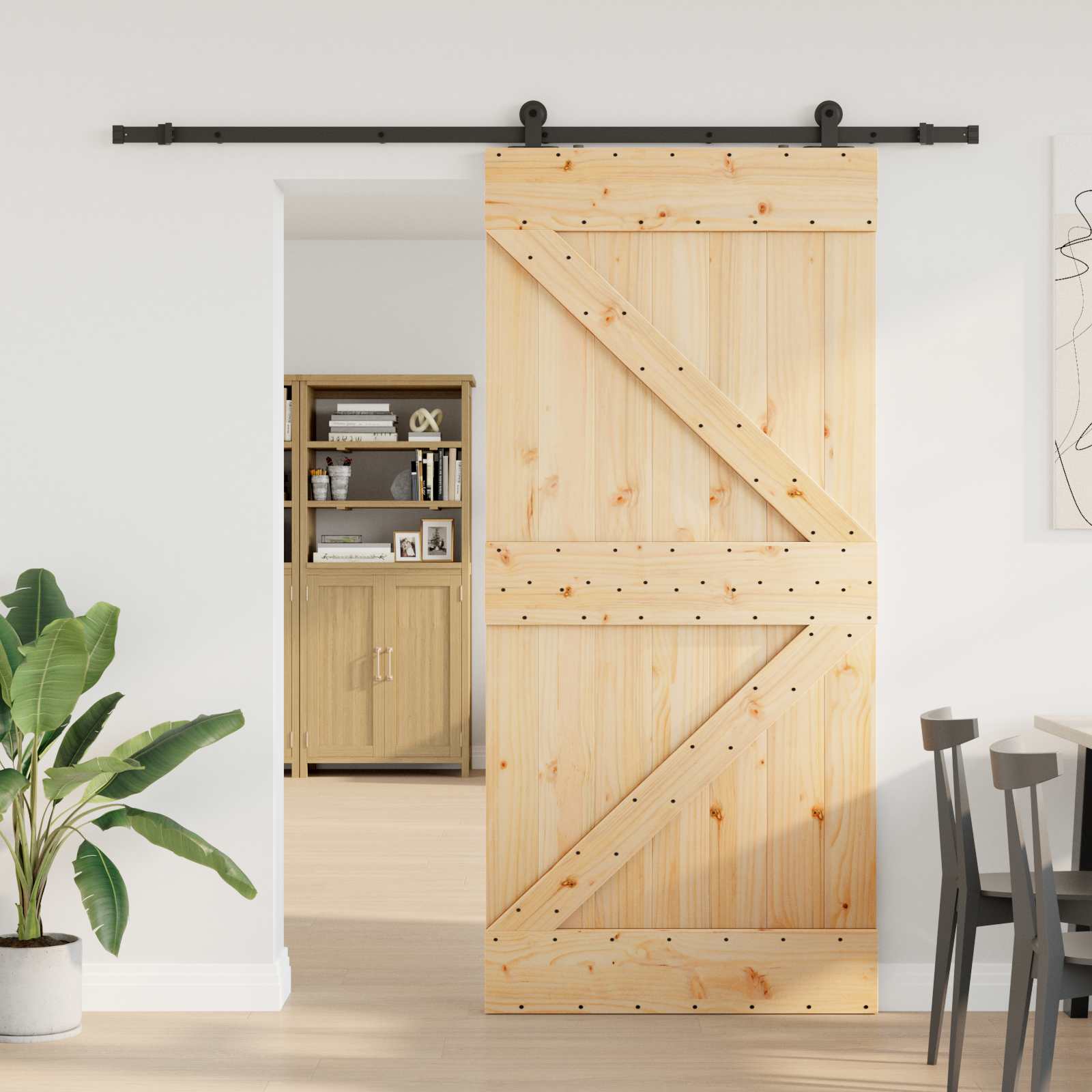 Klizna vrata NARVIK Prirodna i crna 80 x 210 cm (213,5 cm)