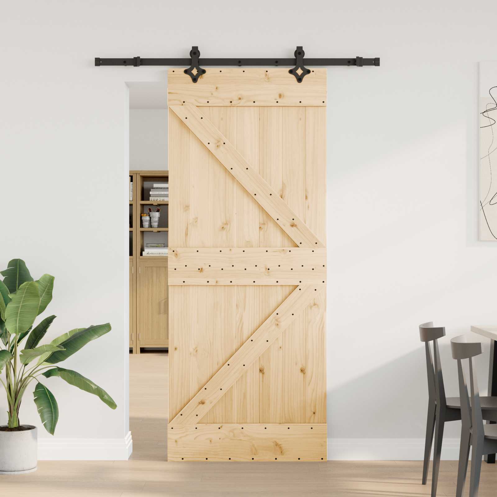 Klizna vrata NARVIK Prirodna i crna 85 x 210 cm (152,5 cm)