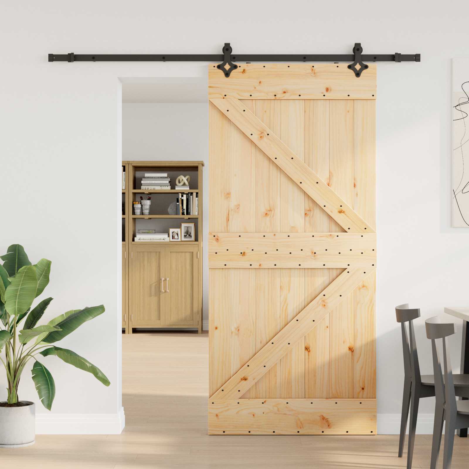 Klizna vrata NARVIK Prirodna i crna 100 x 210 cm (213,5 cm)