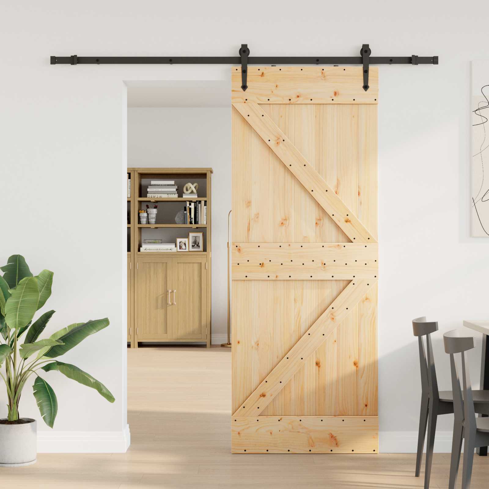 Klizna vrata NARVIK Prirodna i crna 80 x 210 cm (213,5 cm)