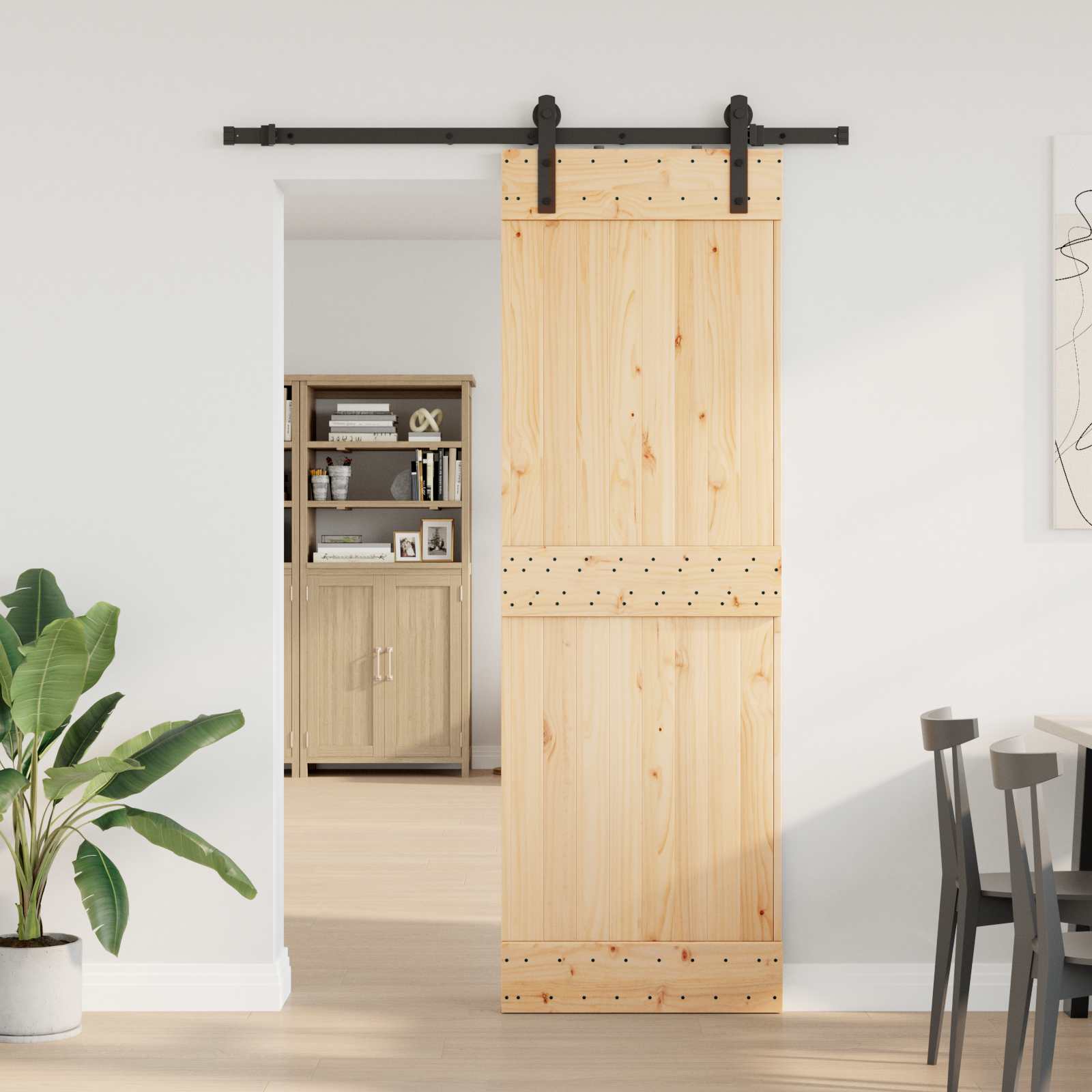 Klizna vrata NARVIK Prirodna i crna 70 x 210 cm (152,5 cm)