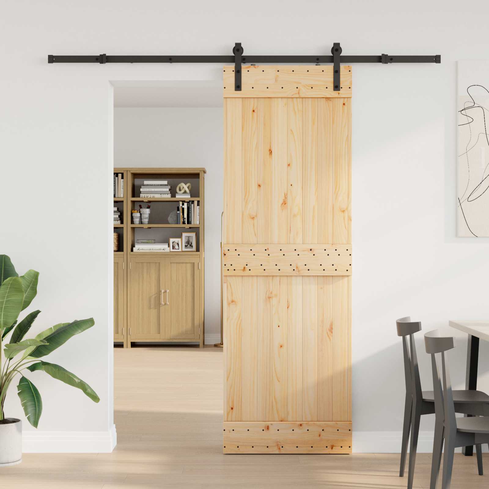 Klizna vrata NARVIK Prirodna i crna 70 x 210 cm (213,5 cm)