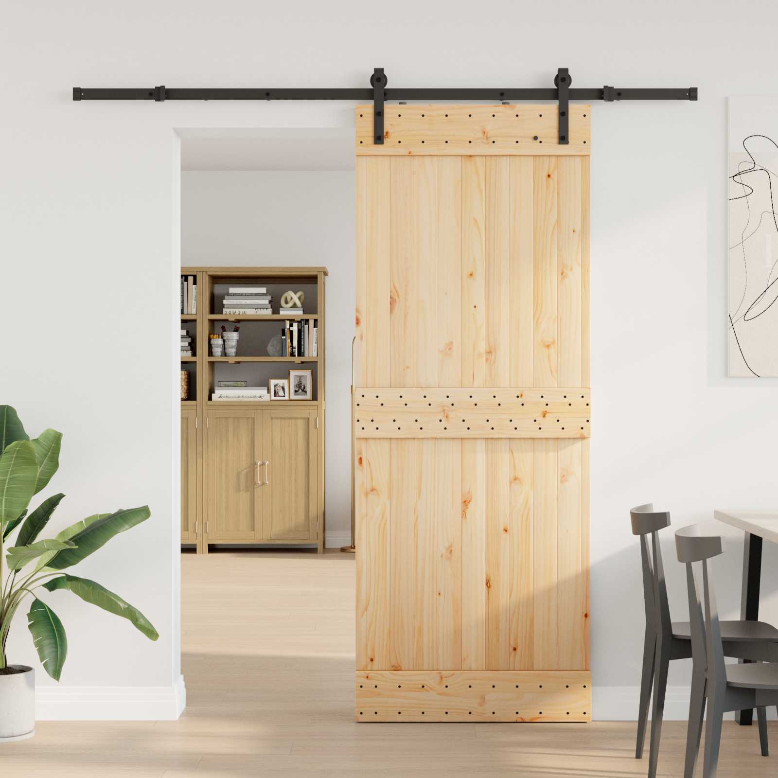 Klizna vrata NARVIK Prirodna i crna 80 x 210 cm (213,5 cm)