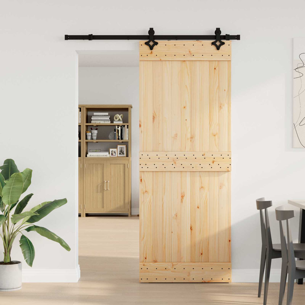 Klizna vrata NARVIK Prirodna i crna 80 x 210 cm (152,5 cm)