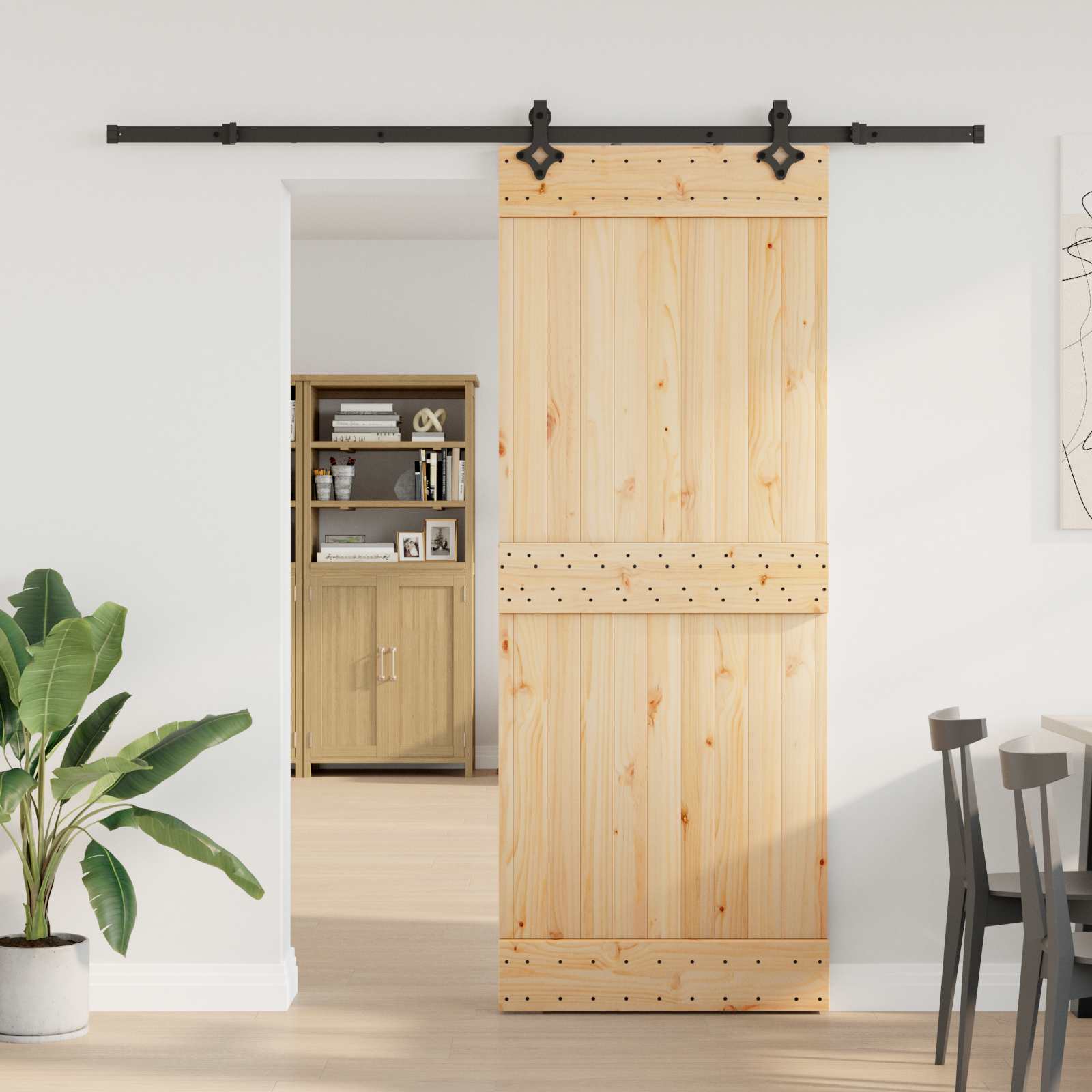 Klizna vrata NARVIK Prirodna i crna 80 x 210 cm (213,5 cm)