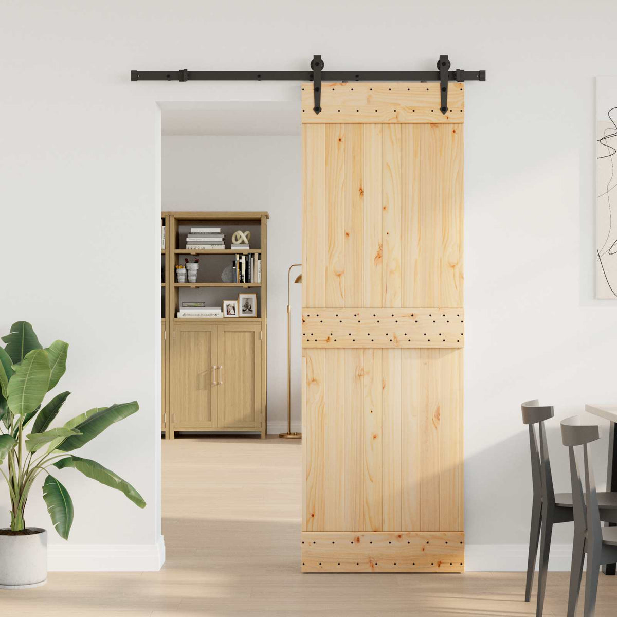 Klizna vrata NARVIK Prirodna i crna 70 x 210 cm (152,5 cm)