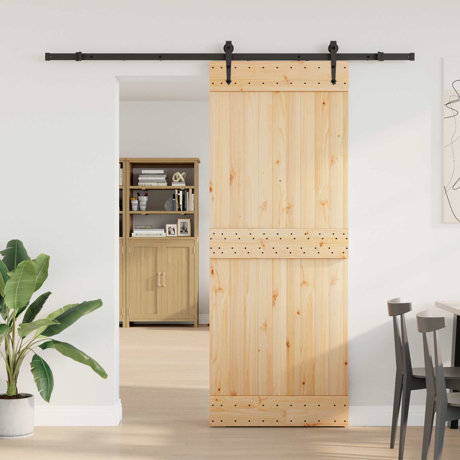 Klizna vrata NARVIK Prirodna i crna 80 x 210 cm (213,5 cm)